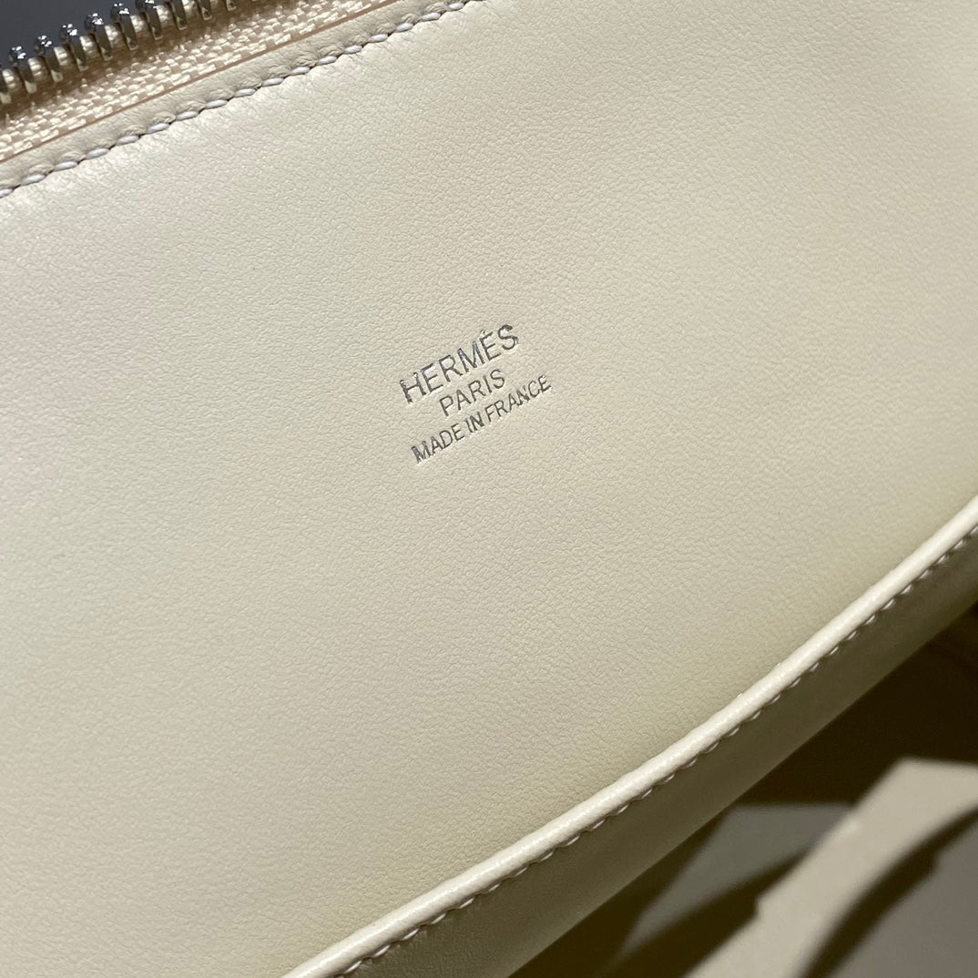 HM Bolide 25 White Epsom Leather Silver Hardware 237413