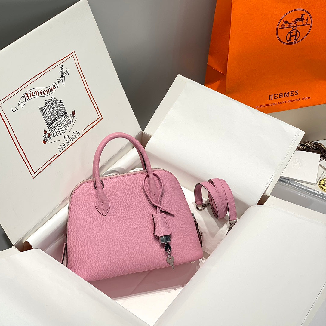 HM Bolide 25 Baby Pink Epsom Leather Silver Hardware 237423