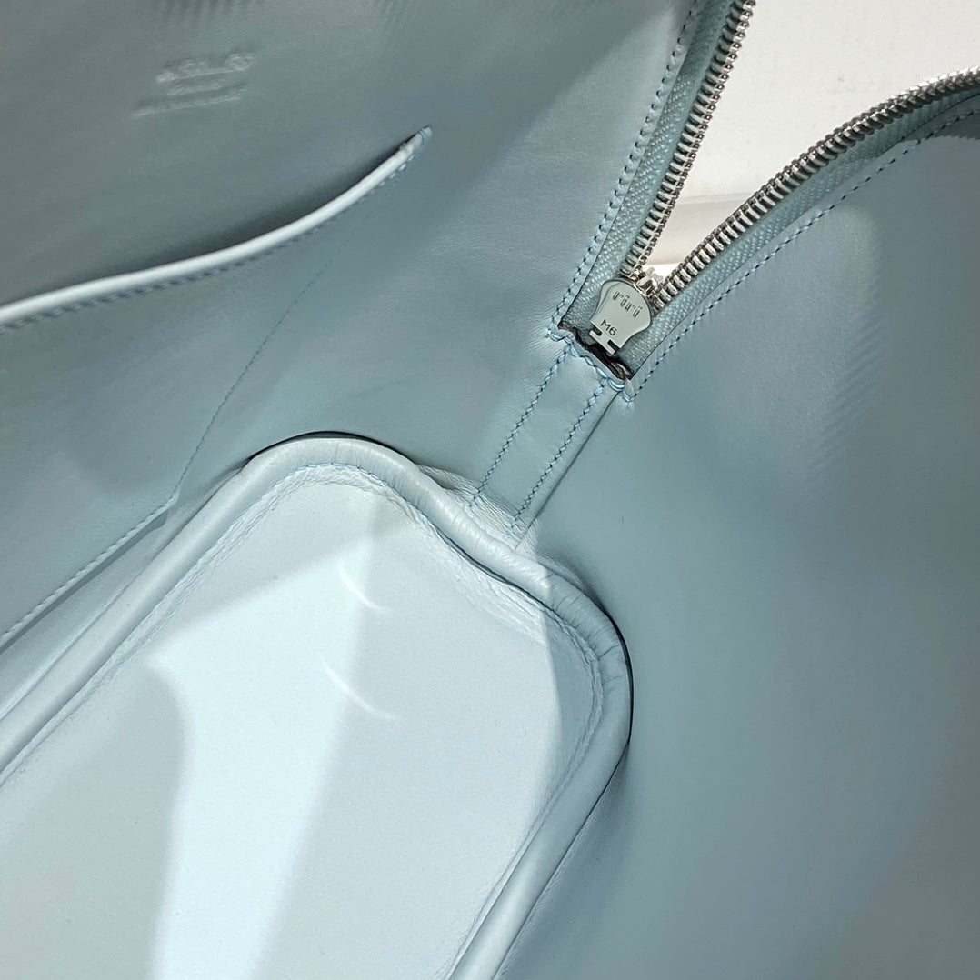 HM Bolide 25 Light Blue Epsom Leather Silver Hardware 237433