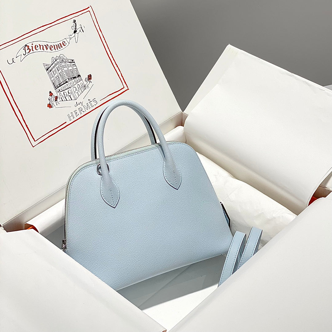 HM Bolide 25 Light Blue Epsom Leather Silver Hardware 237433