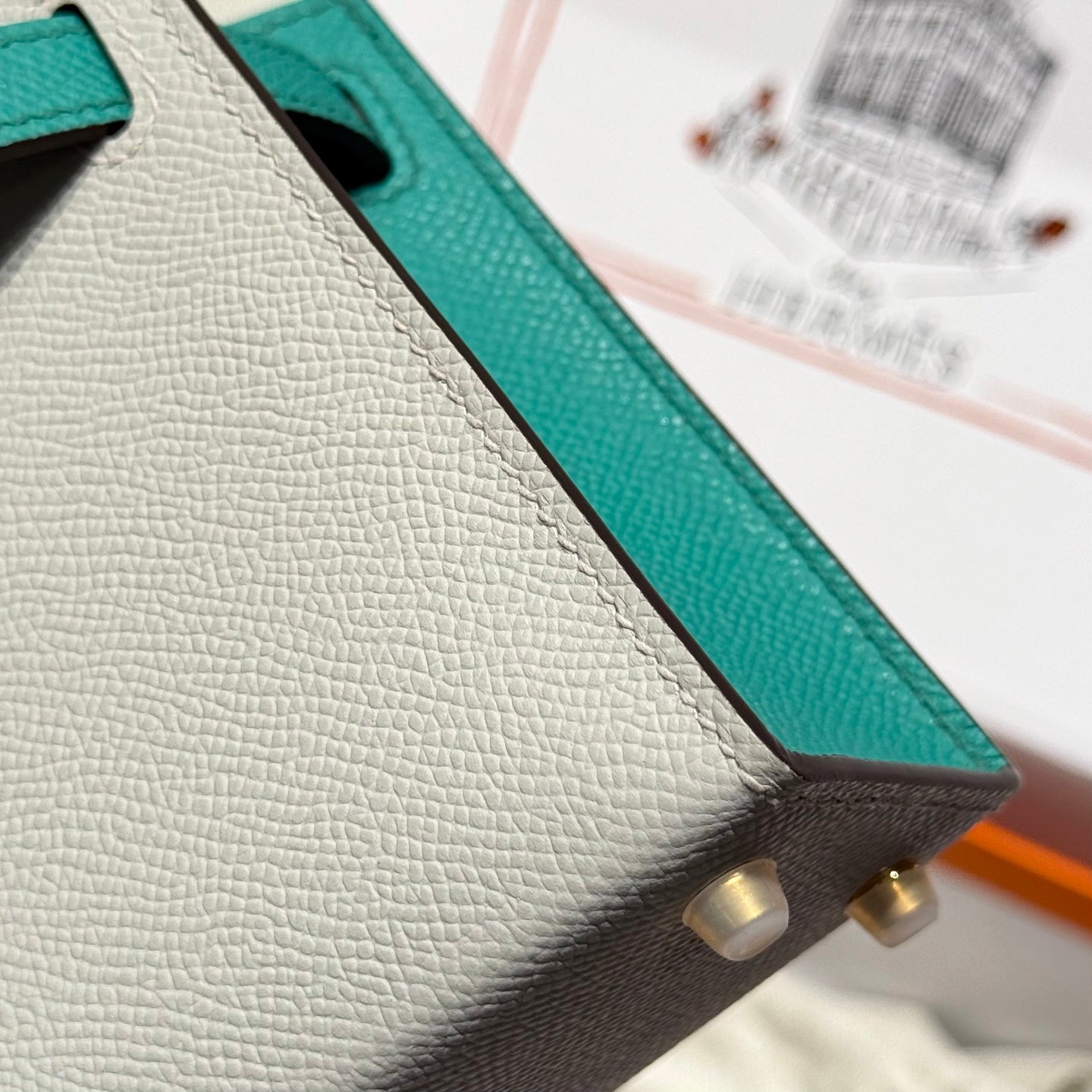 HM Mini Kelly 19 Pearl Gray Epsom 243140