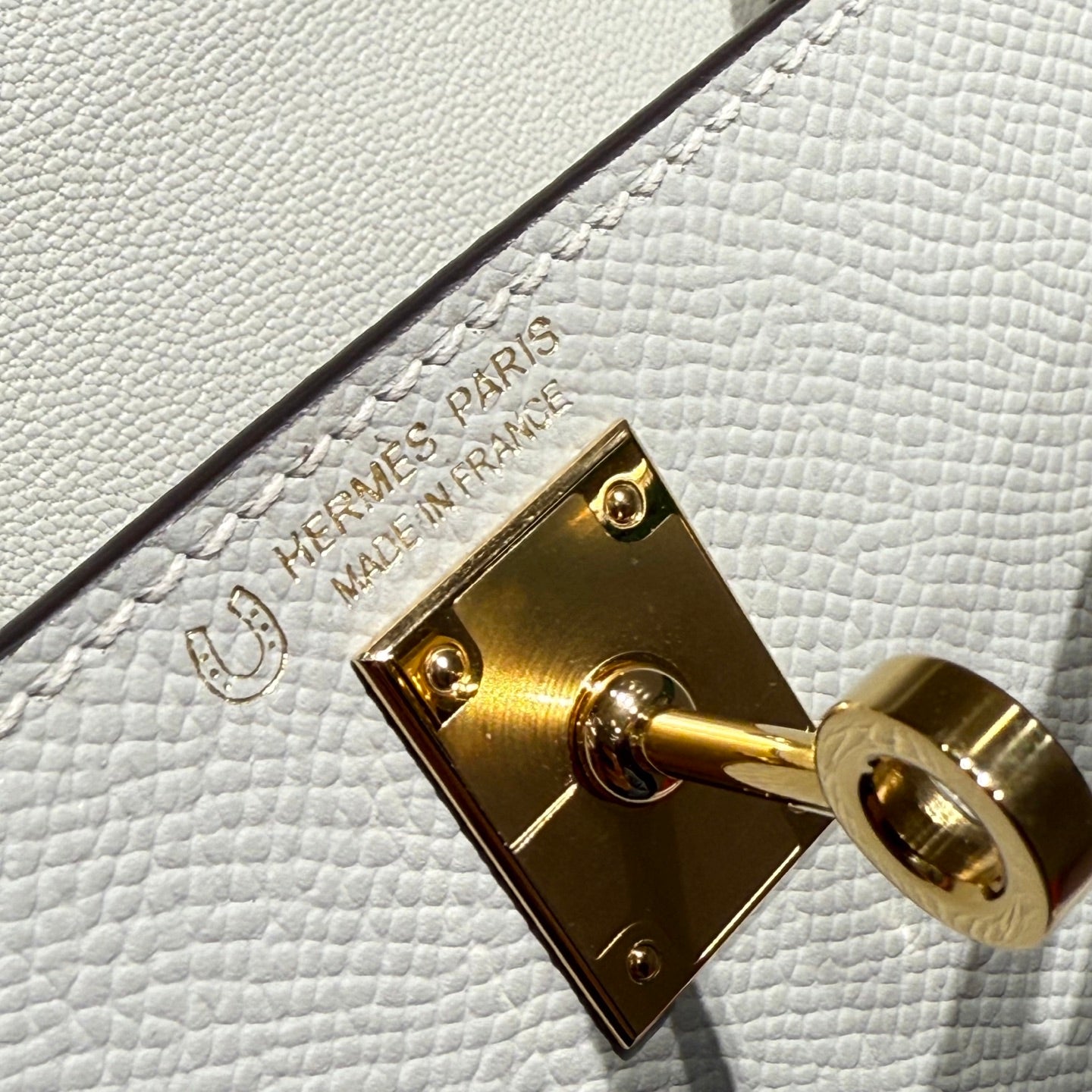 HM Mini Kelly 19 Pearl Gray Epsom 243140
