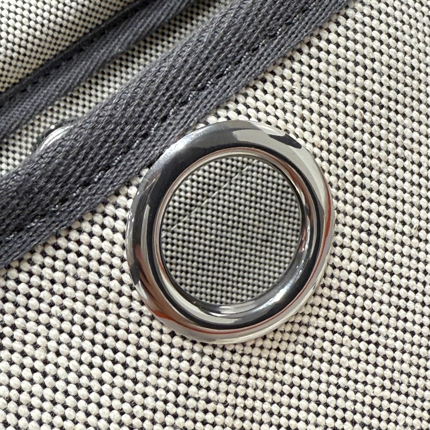 HM Mini Herbag Silver Buckle 20 Beige Grey Canvas and Hunter Cowhide 243290