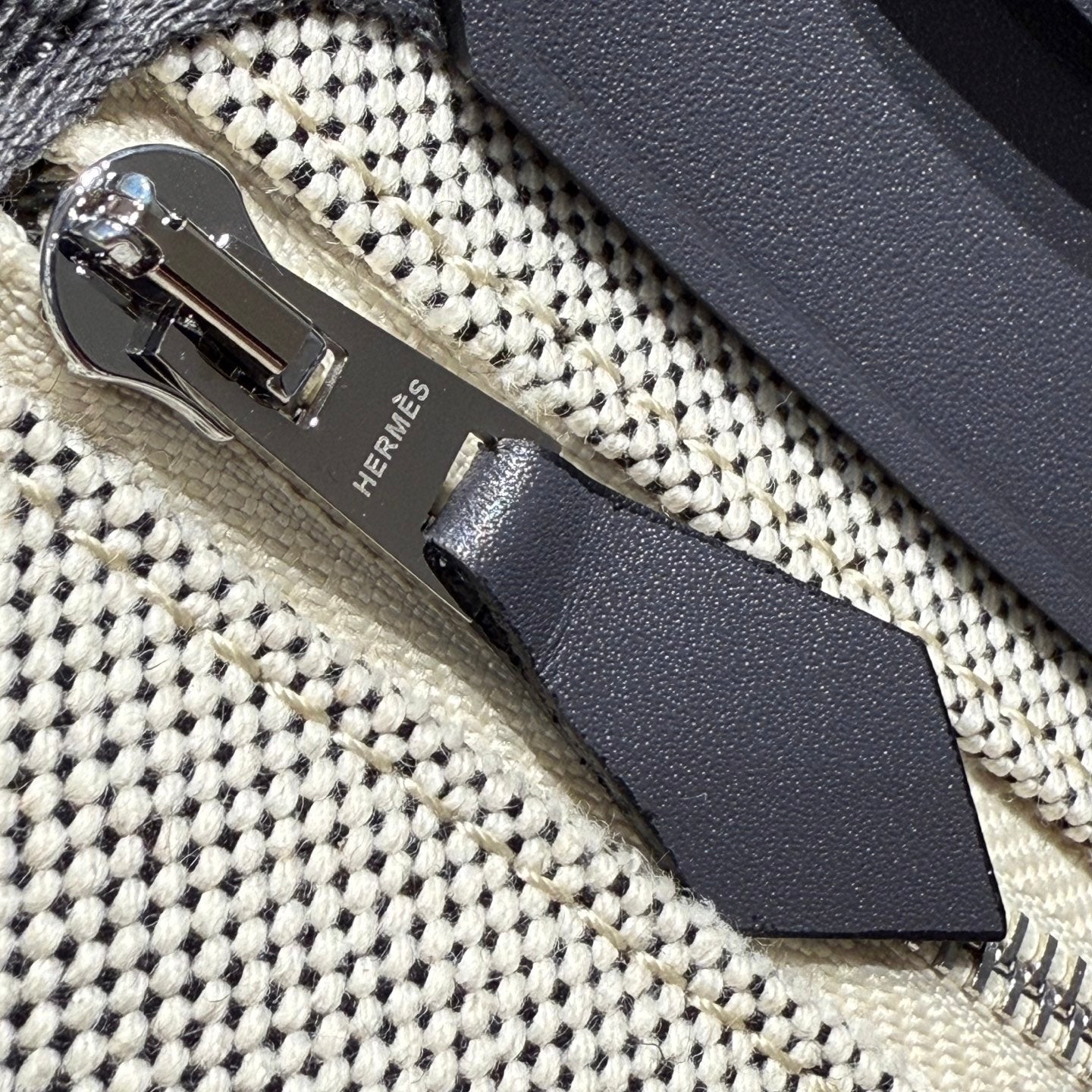 HM Mini Herbag Silver Buckle 20 Beige Grey Canvas and Hunter Cowhide 243290