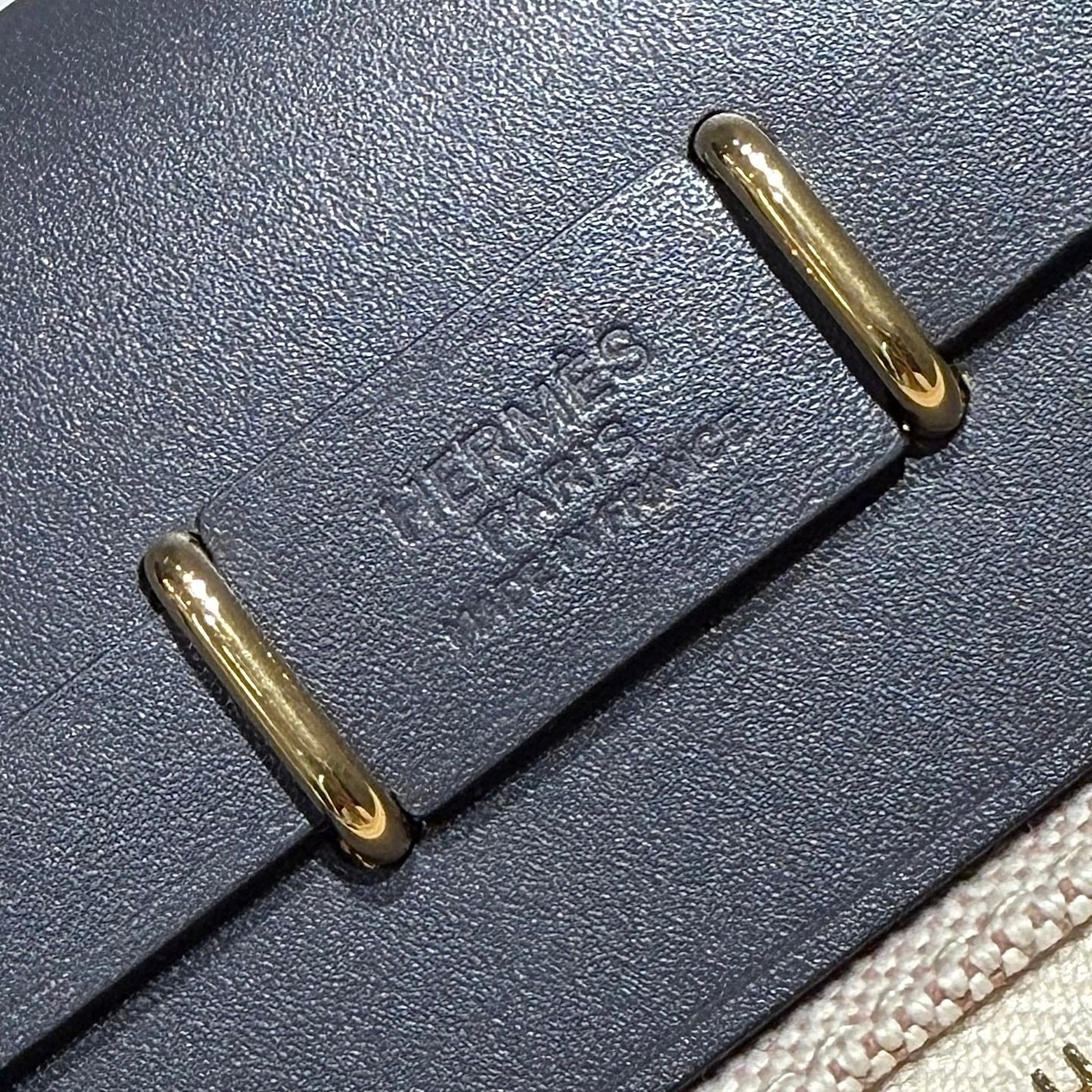 HM Mini Herbag Gold Buckle 20 Cream Canvas and Hunter Cowhide 243275
