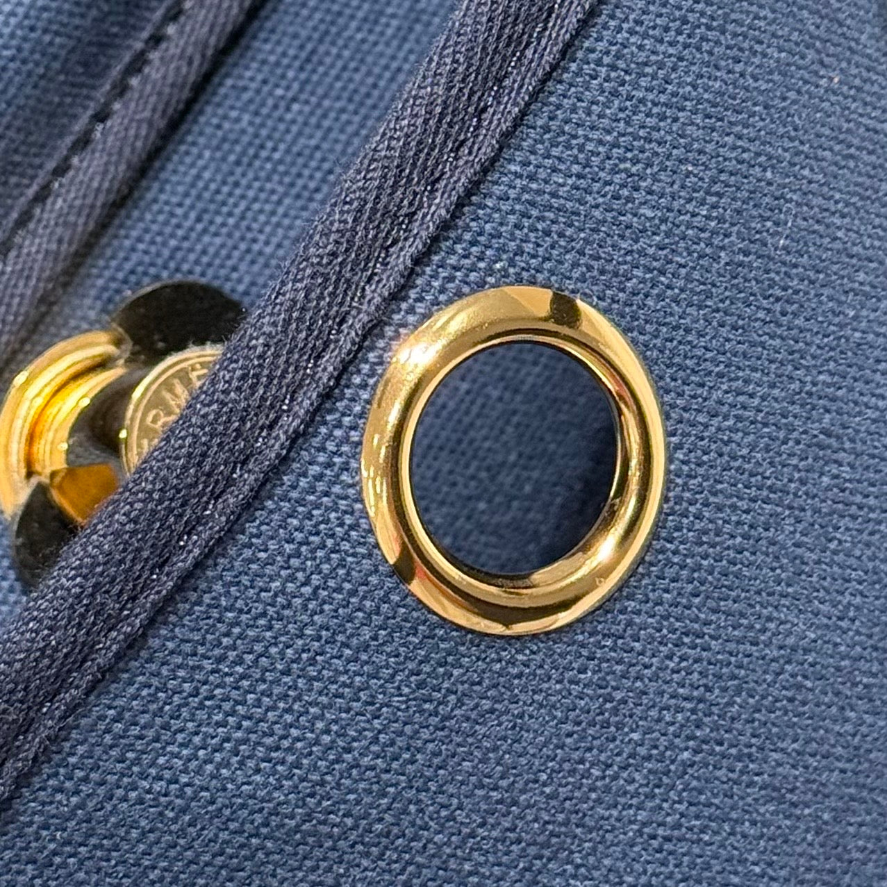 HM Mini Herbag Gold Buckle 20 Navy Blue Canvas and Hunter Cowhide 243255