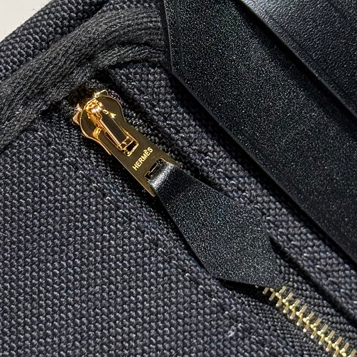HM Mini Herbag Gold Buckle 20 Black Canvas and Hunter Cowhide 243310