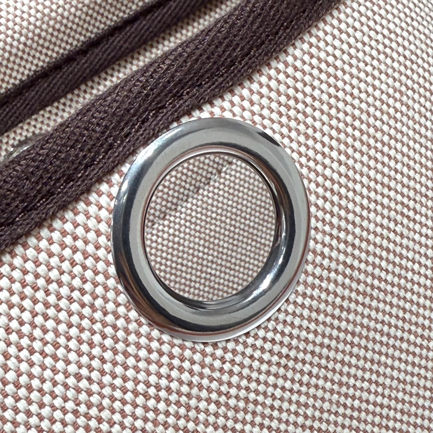 HM Mini Herbag Silver Buckle 20 Beige Canvas and Hunter Cowhide 243241