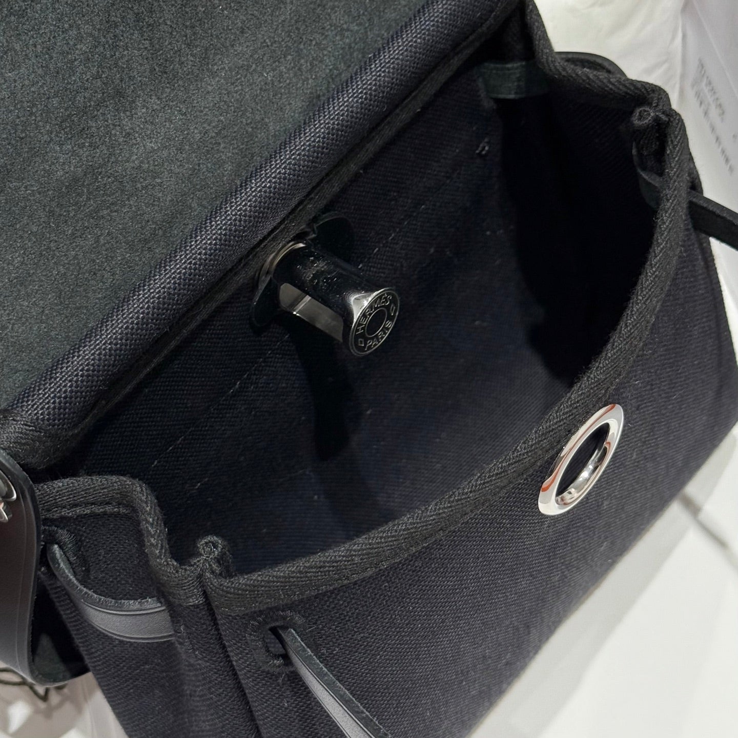 HM Mini Herbag Gold Buckle 20 Black Canvas and Hunter Cowhide 243211
