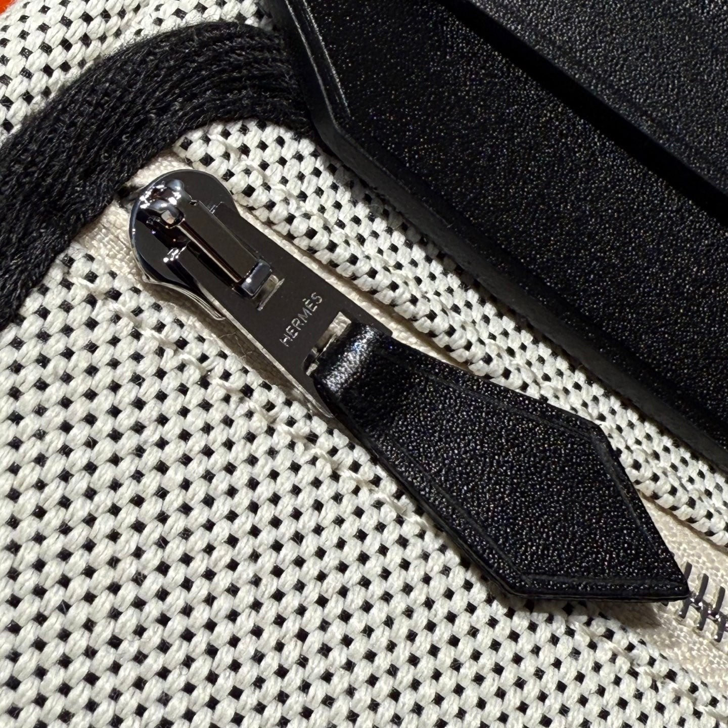 HM Mini Herbag Silver Buckle 20 Ecru White Canvas and Hunter Cowhide 243231