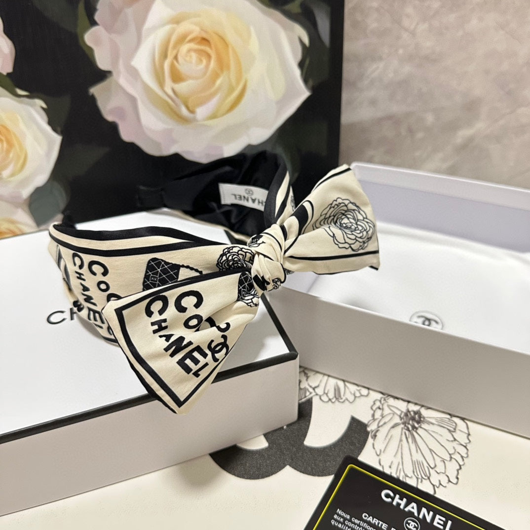 BLACK MIX WHITE SILK HEADBAND 168590