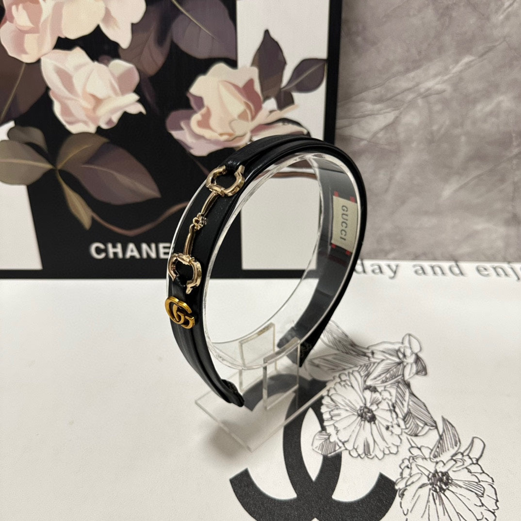 HORSEBIT HAIRBAND IN BLACK CALFSKIN 185582