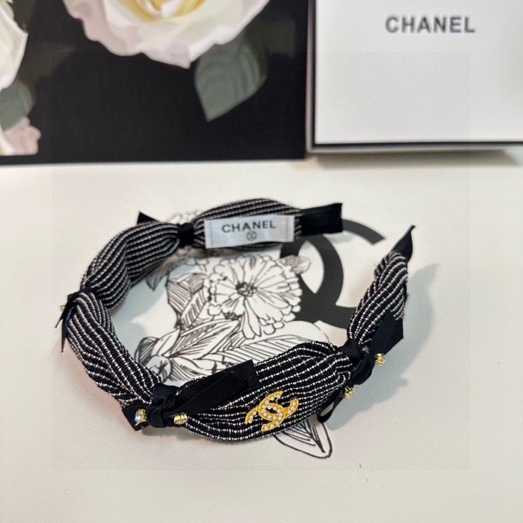 BLACK MIX WHITE FABRIC HAIRBAND 412463