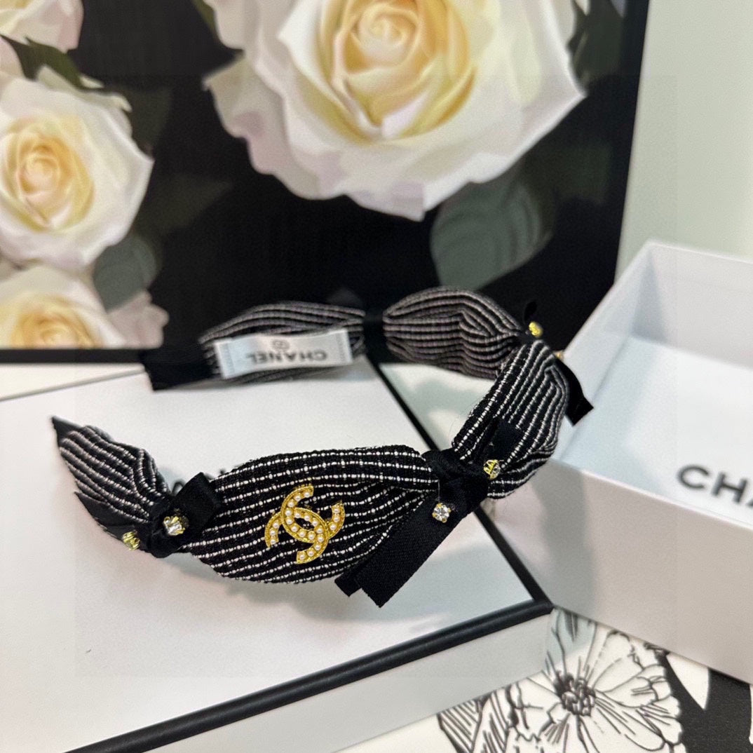 BLACK MIX WHITE FABRIC HAIRBAND 412463