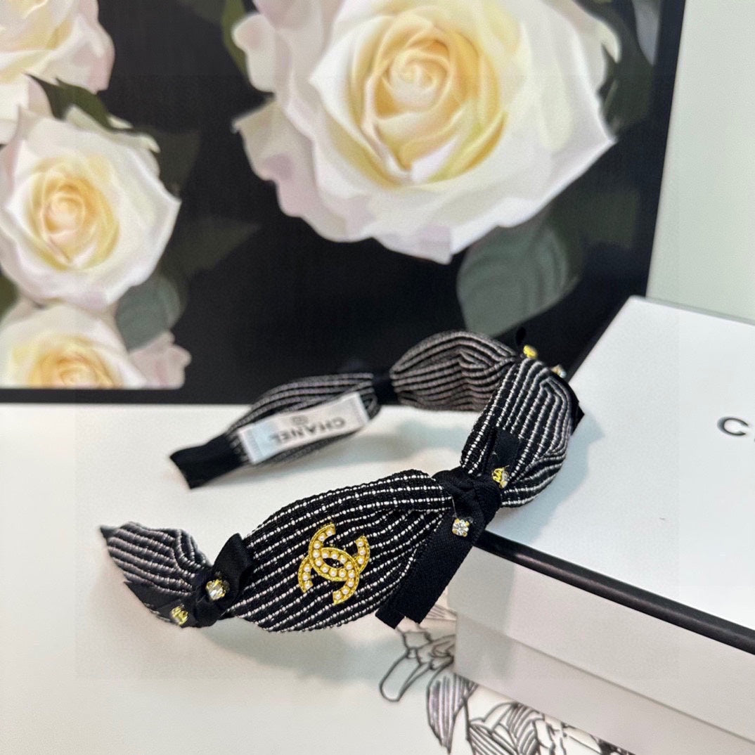 BLACK MIX WHITE FABRIC HAIRBAND 412463