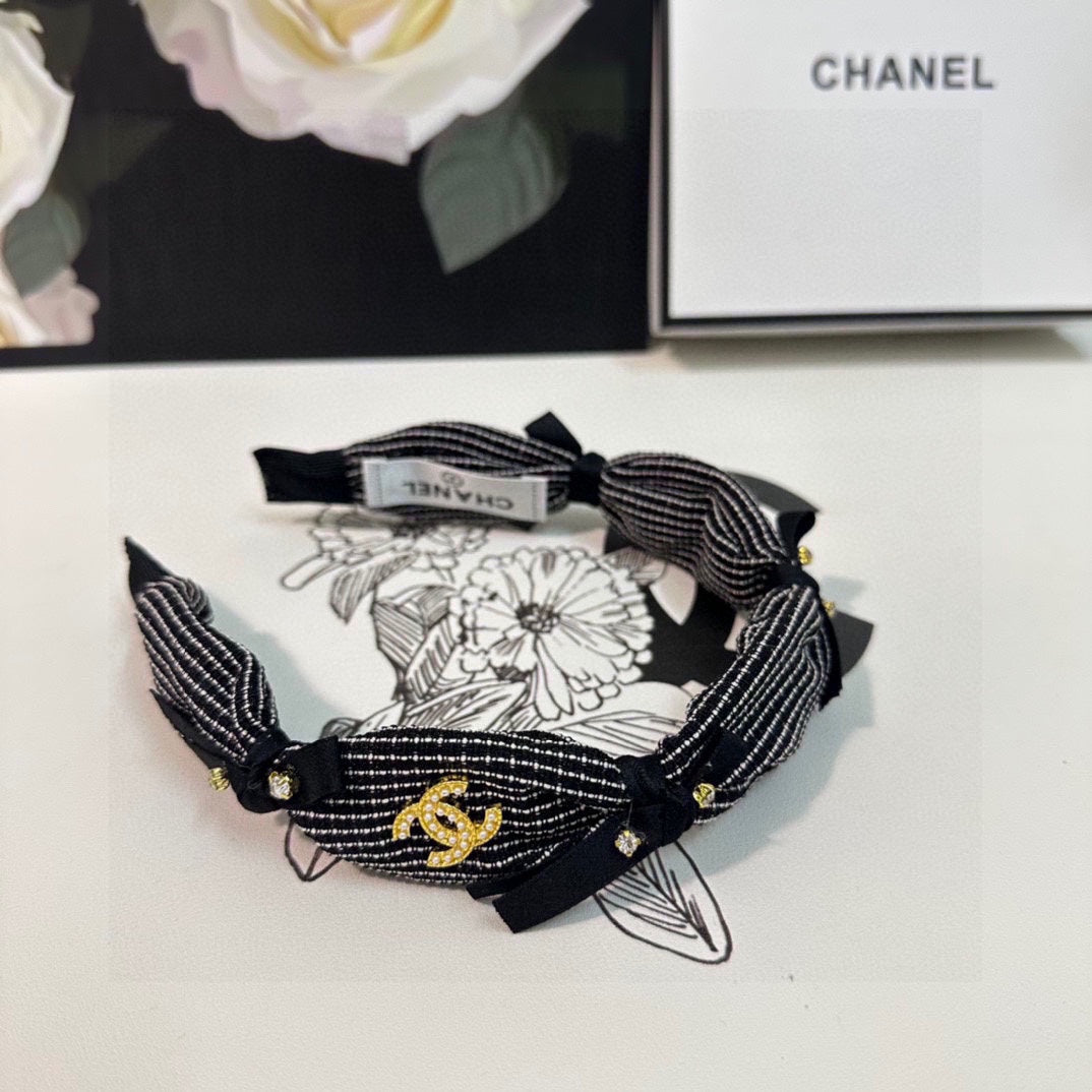 BLACK MIX WHITE FABRIC HAIRBAND 412463