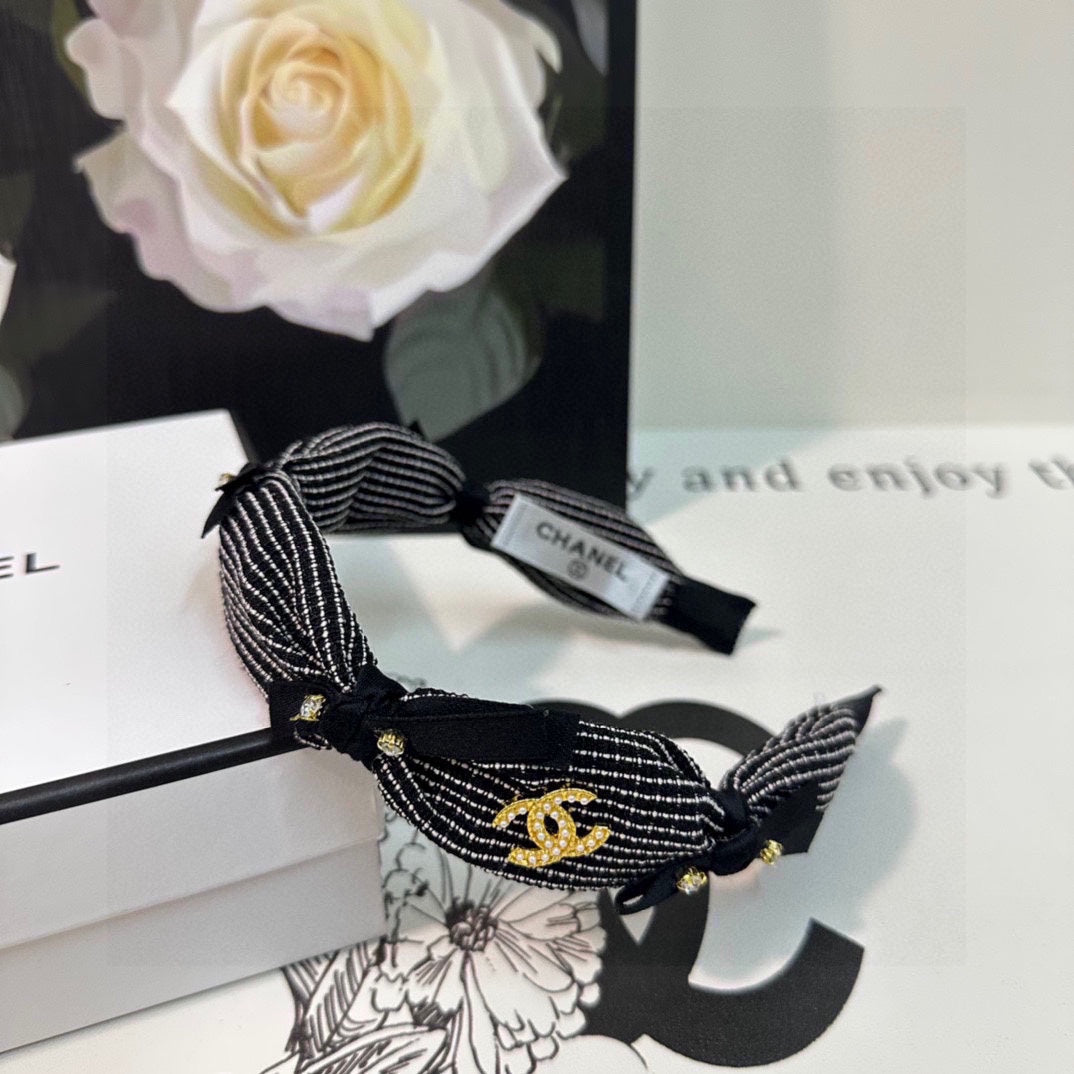 BLACK MIX WHITE FABRIC HAIRBAND 412463