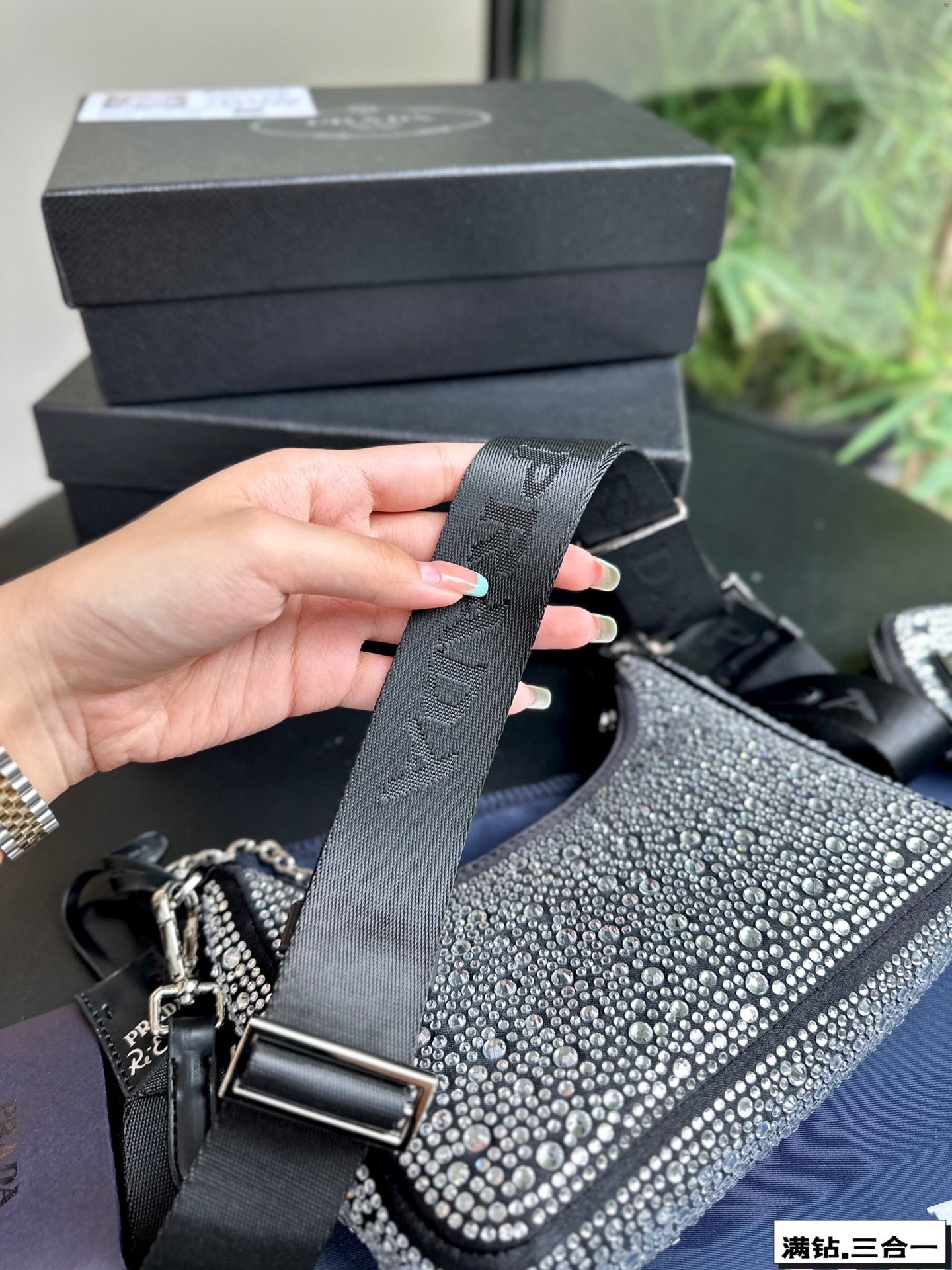 PRA 22 SATIN MINI-BAG WITH FULLY RHINSTONES