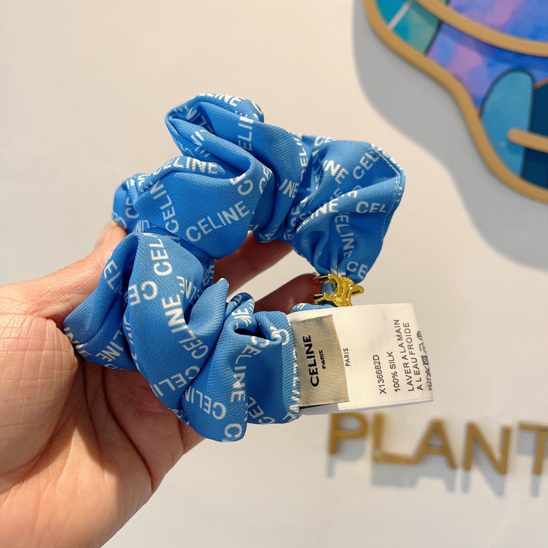 CERULEAN BLUE WRINKLED FABRIC SCRUNCHIE 358223