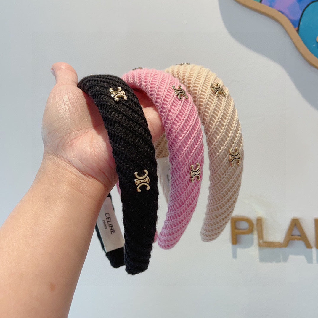BRIGHT PINK WOOL FABRIC HAIRBAND 402915