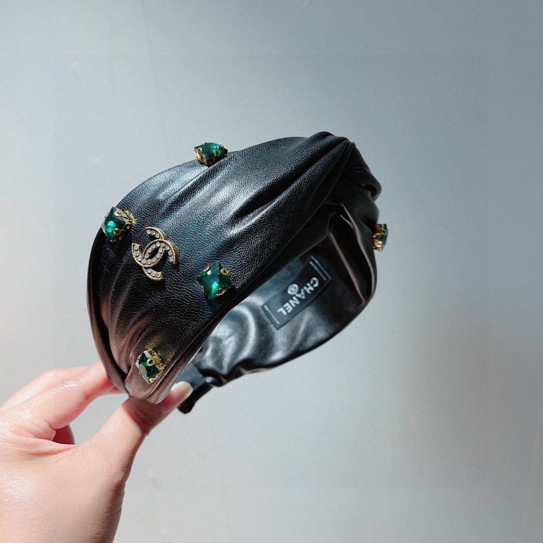 BLACK LAMBSKIN HAIRBAND 427314
