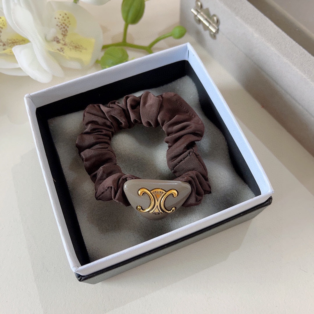 RUSSET BROWN WRINKLED FABRIC SCRUNCHIE 427325