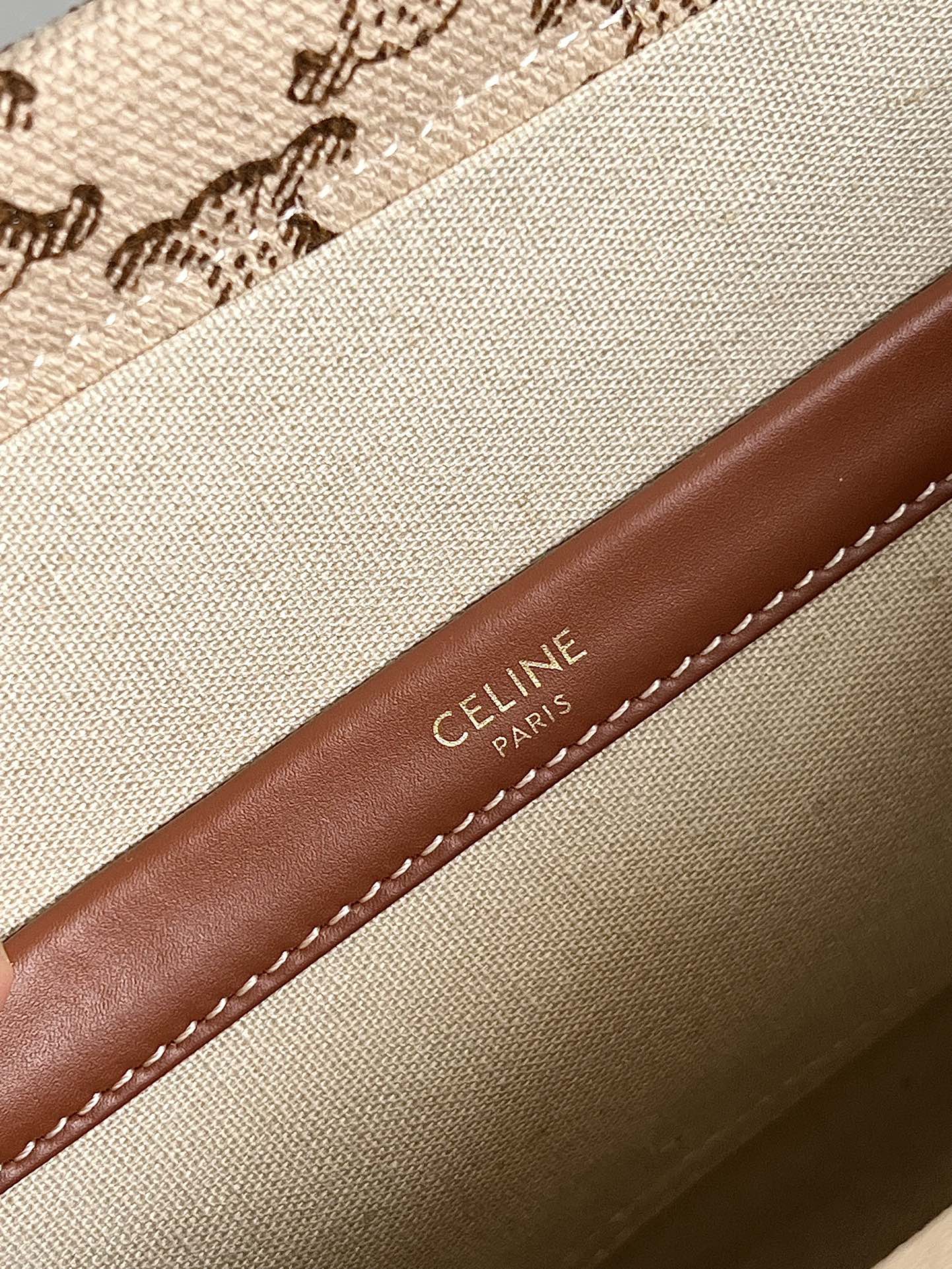 SMALL CABAS THAIS 25.5 BEIGE CANVAS TRIOMPHE CALFSKIN