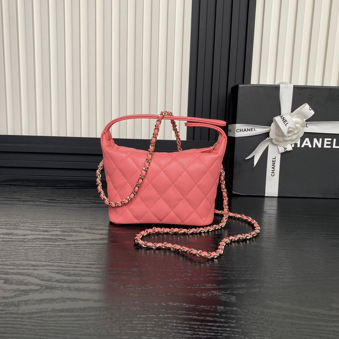 CC 25C Hobo Bag 21.5cm Top Handle Dark Pink Grained Calfskin