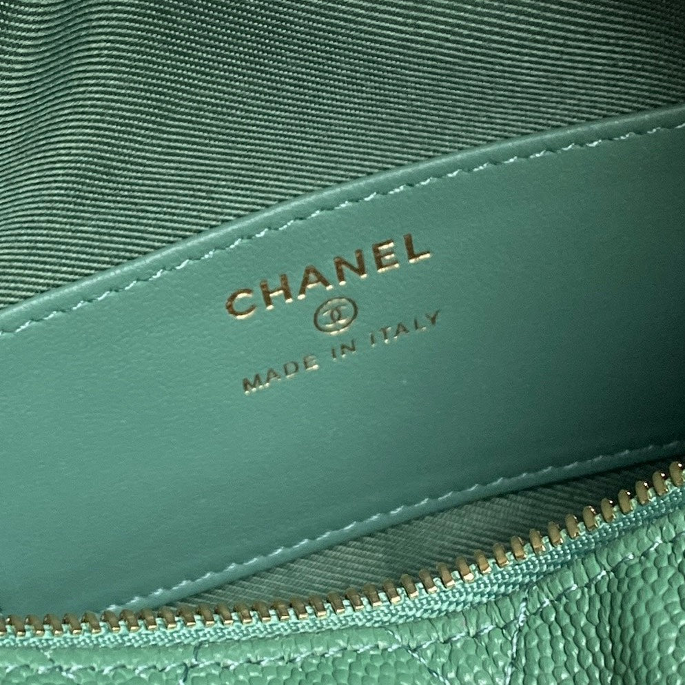 CC 25C Hobo Bag 21.5cm Top Handle Dark Green Grained Calfskin