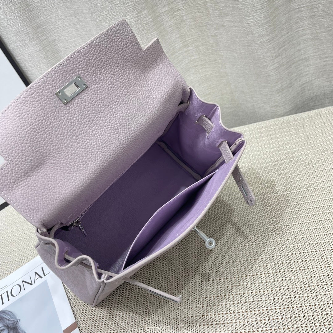 HM Kelly 25cm Mauve Pale Pink Togo Leather Silver Hardware