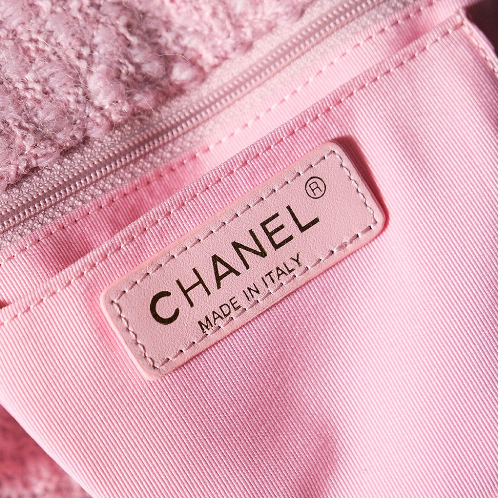 CC 24N Flap Bag 20cm Pink Beige Tweed Sherling