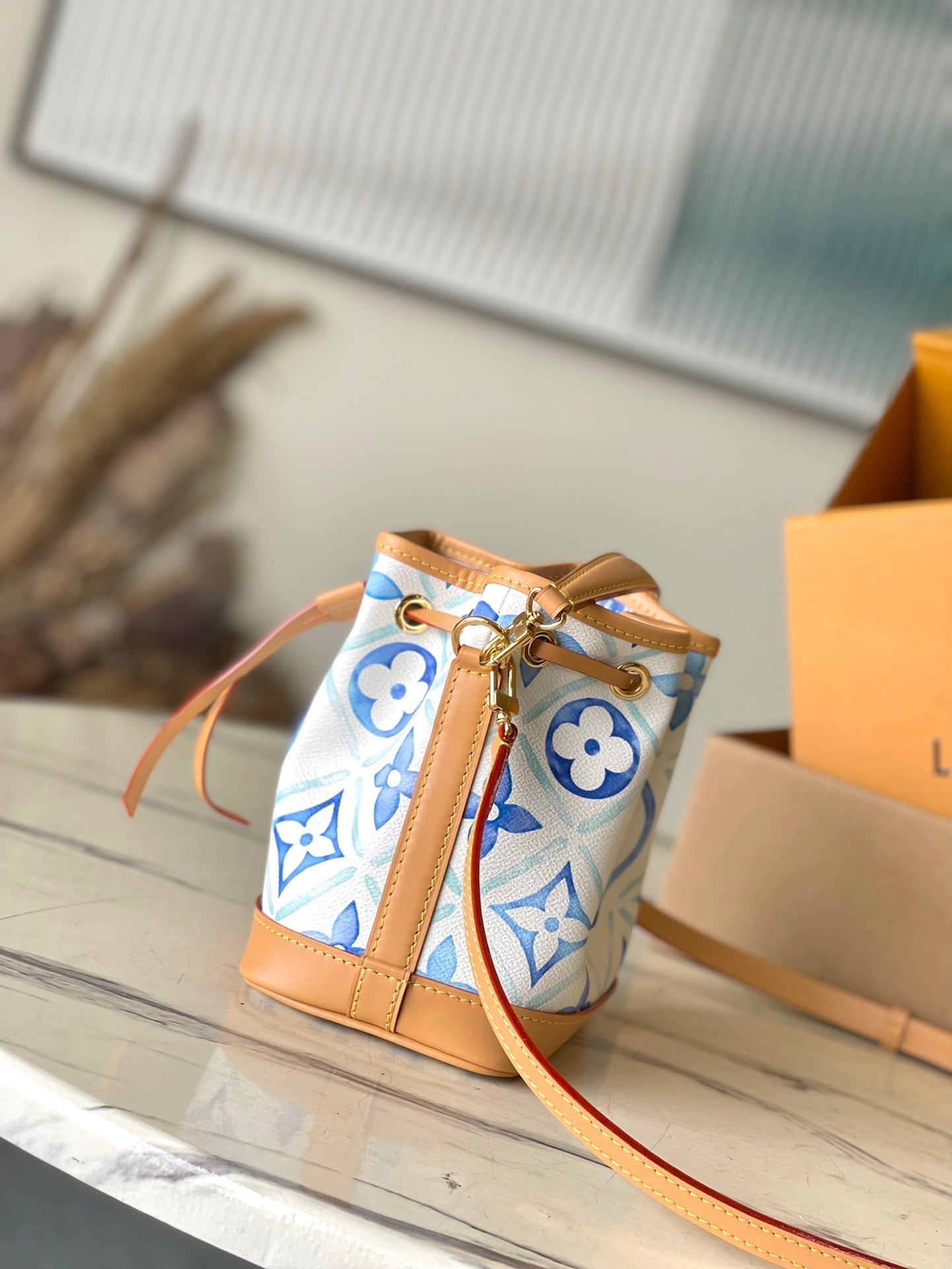 NANO NO¨¦ 16 IN LAGOON BLUE MONOGRAM TILES CANVAS