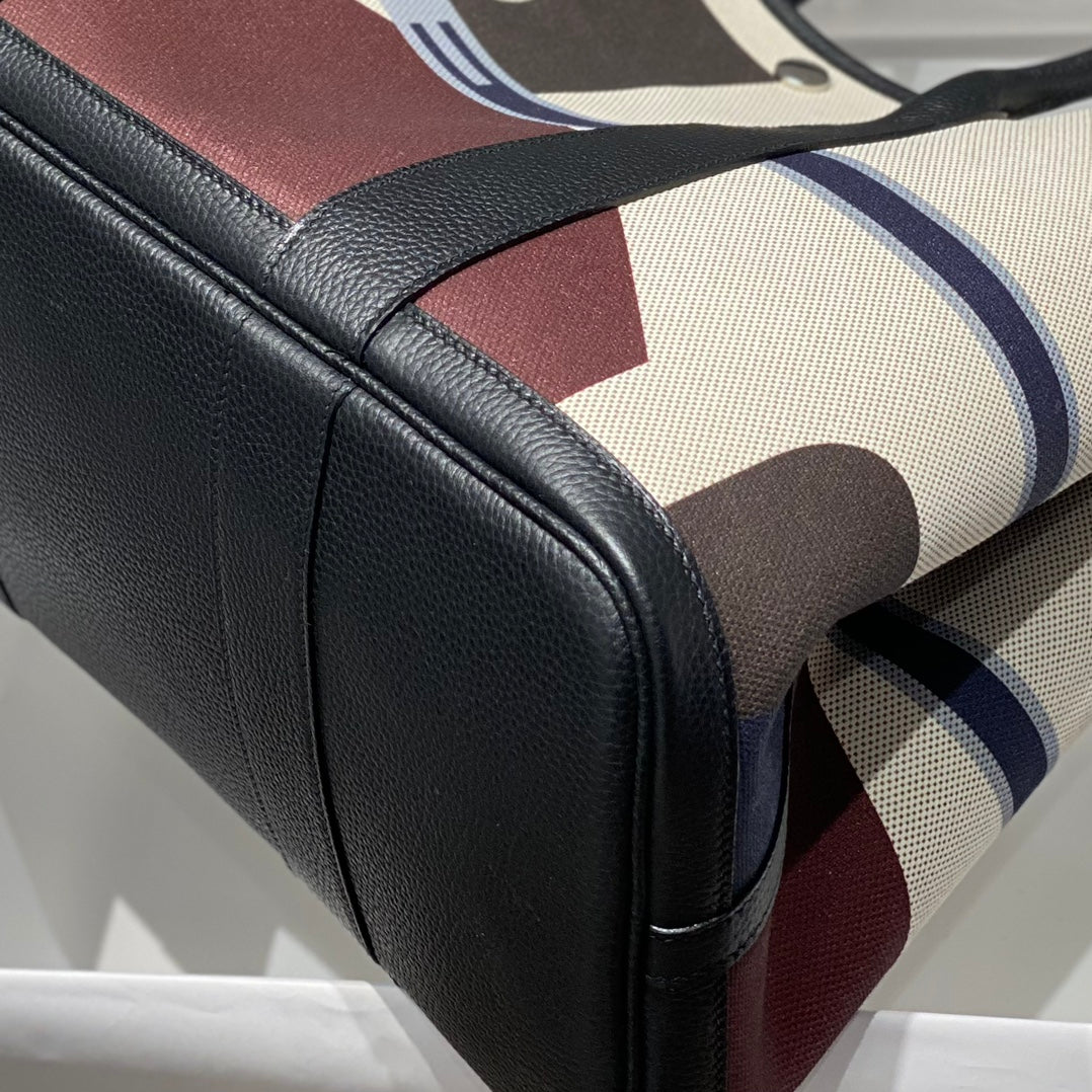 HM Garden Party 36 Bleu Indigo Canvas and Negonda Calfskin 243412