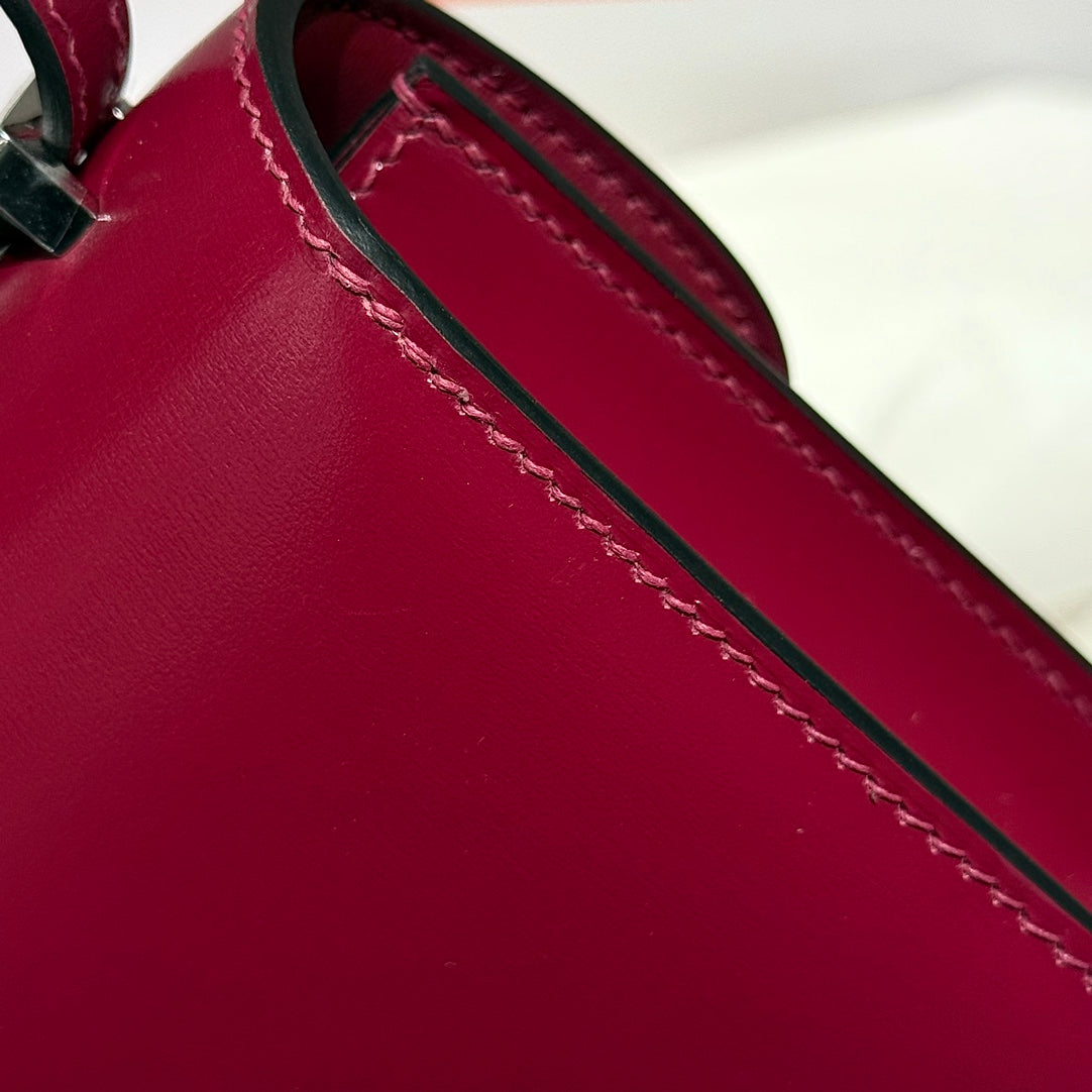 HM Constance Elan 24 Wine Red Epsom Silver Hardware 237350
