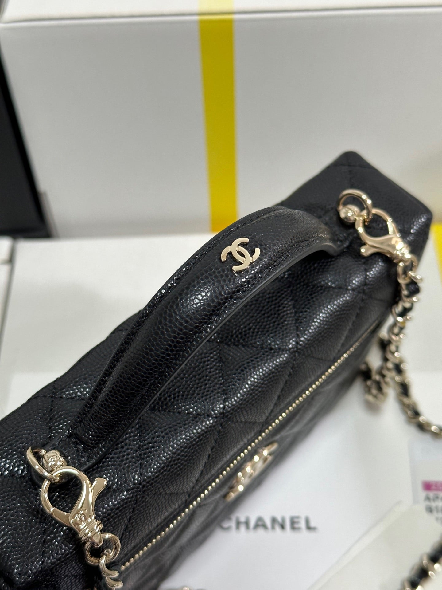 CC 25C Vanity Case 19.5cm Black Calfskin Silver Hardware 243640