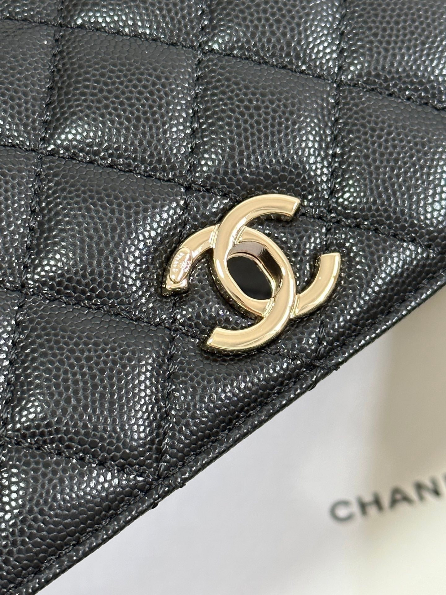 CC Coco Handle Flap Bag 24 Black Quilted Caviar Light Gold Hardware 243475