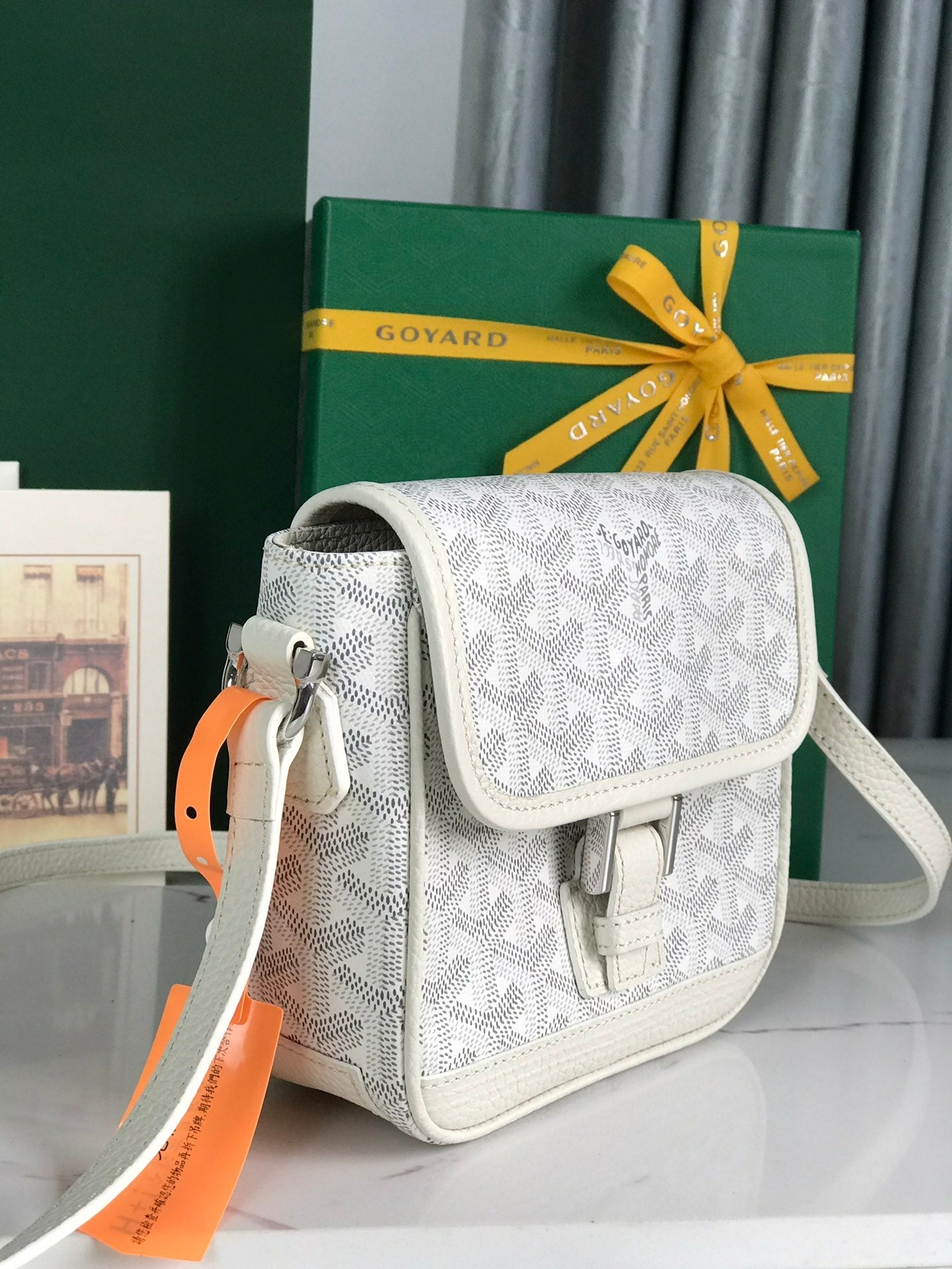 GRAND BLEU 16 IN WHITE GOYARDINE CANVAS AND LAMBSKIN