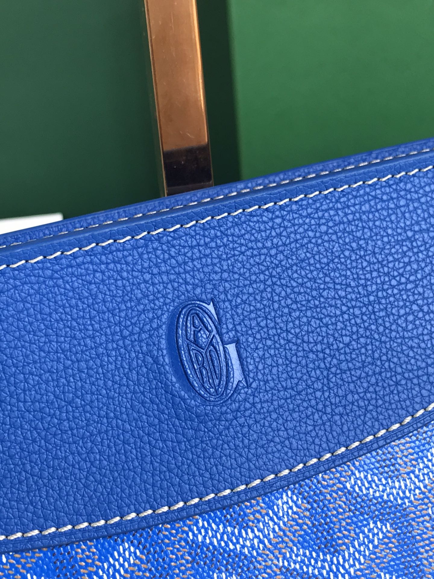 HIRONDELLE BAG 25 IN SAPPHIRE BLUE LAMBSKIN AND GOYARDINE CANVAS
