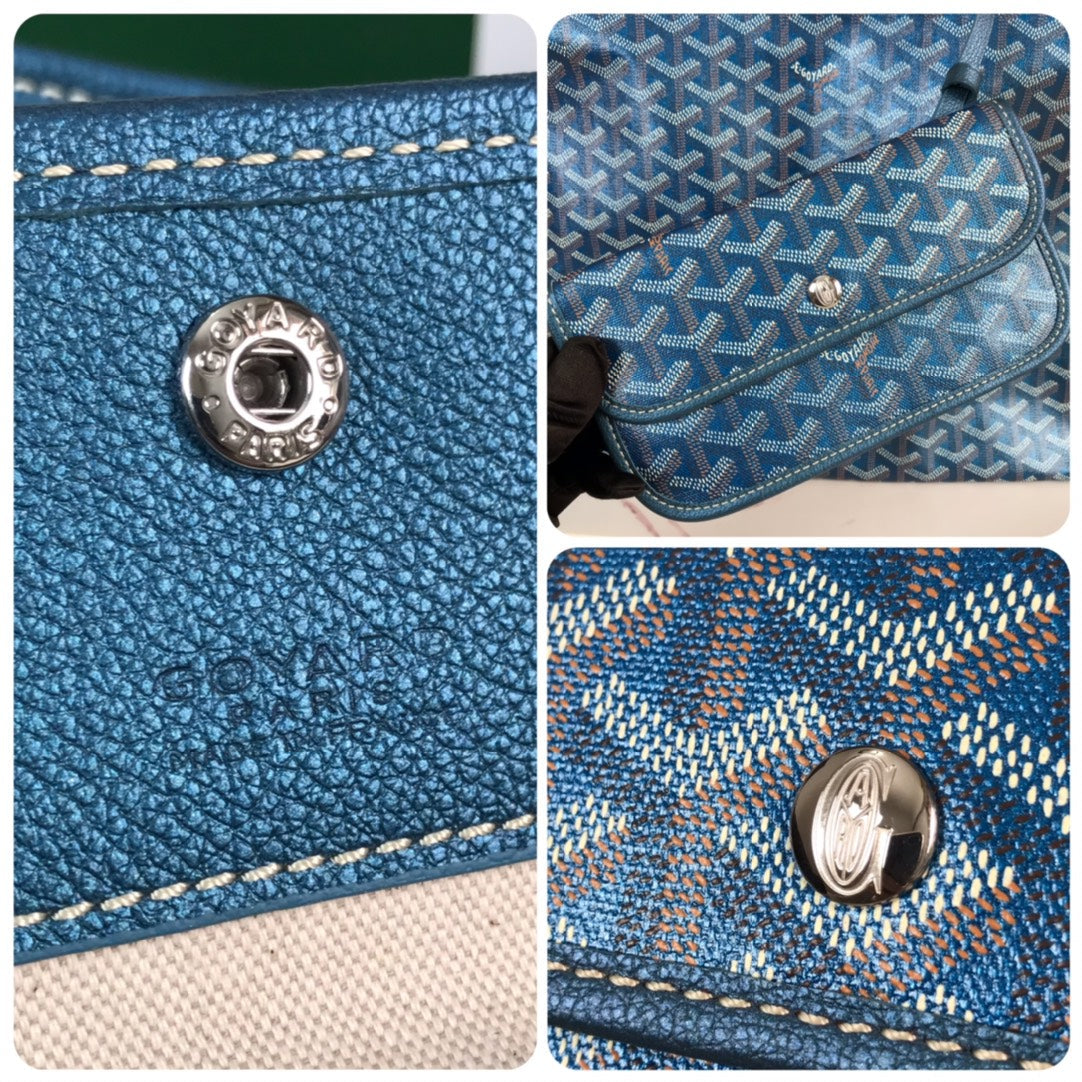 Boh¨¨me Hobo Bag 42cm Deep Blue Canvas Chevroches Calfskin