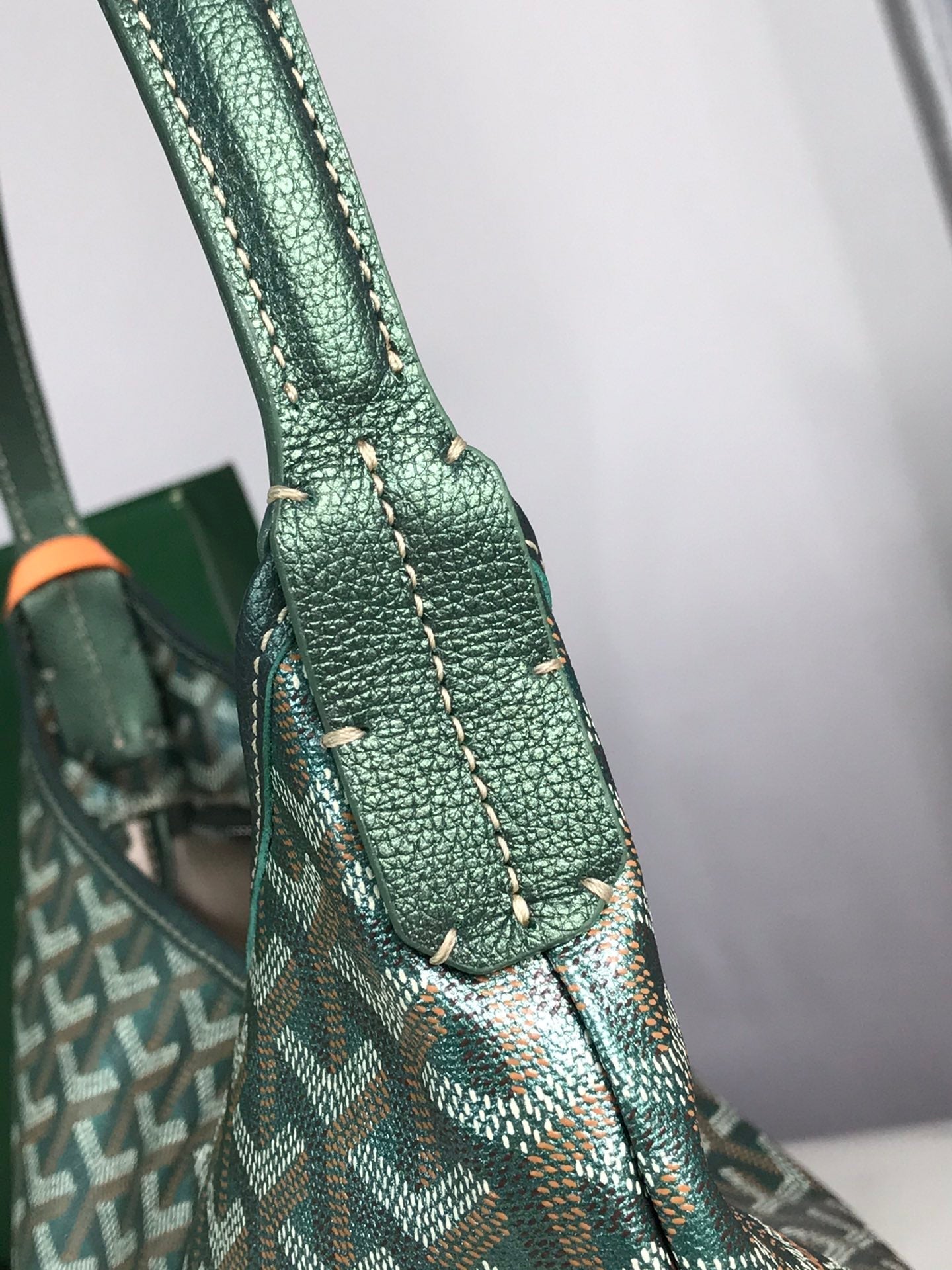 Boh¨¨me Hobo Bag 42cm Green Canvas Chevroches Calfskin