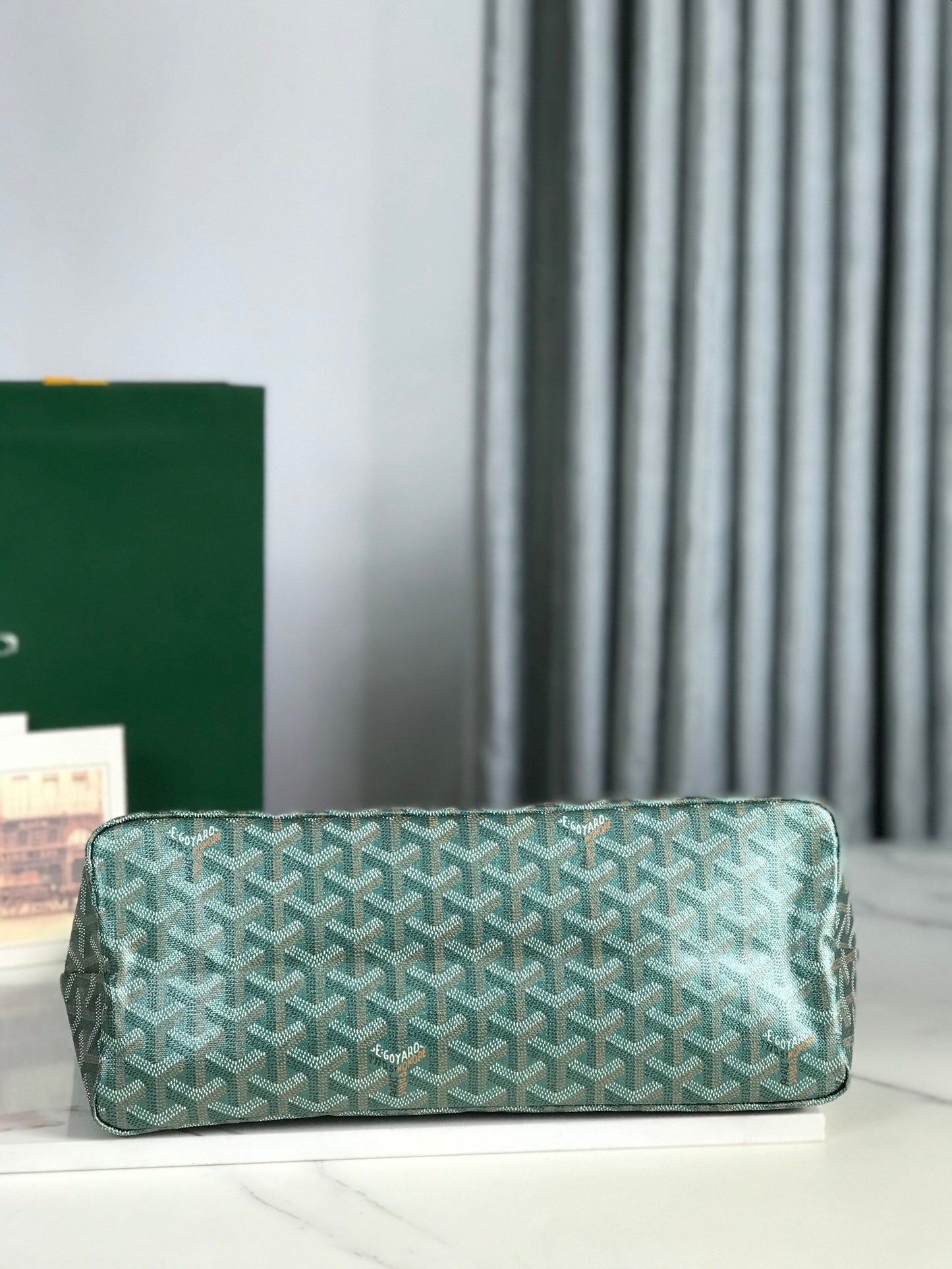 Boh¨¨me Hobo Bag 42cm Green Canvas Chevroches Calfskin