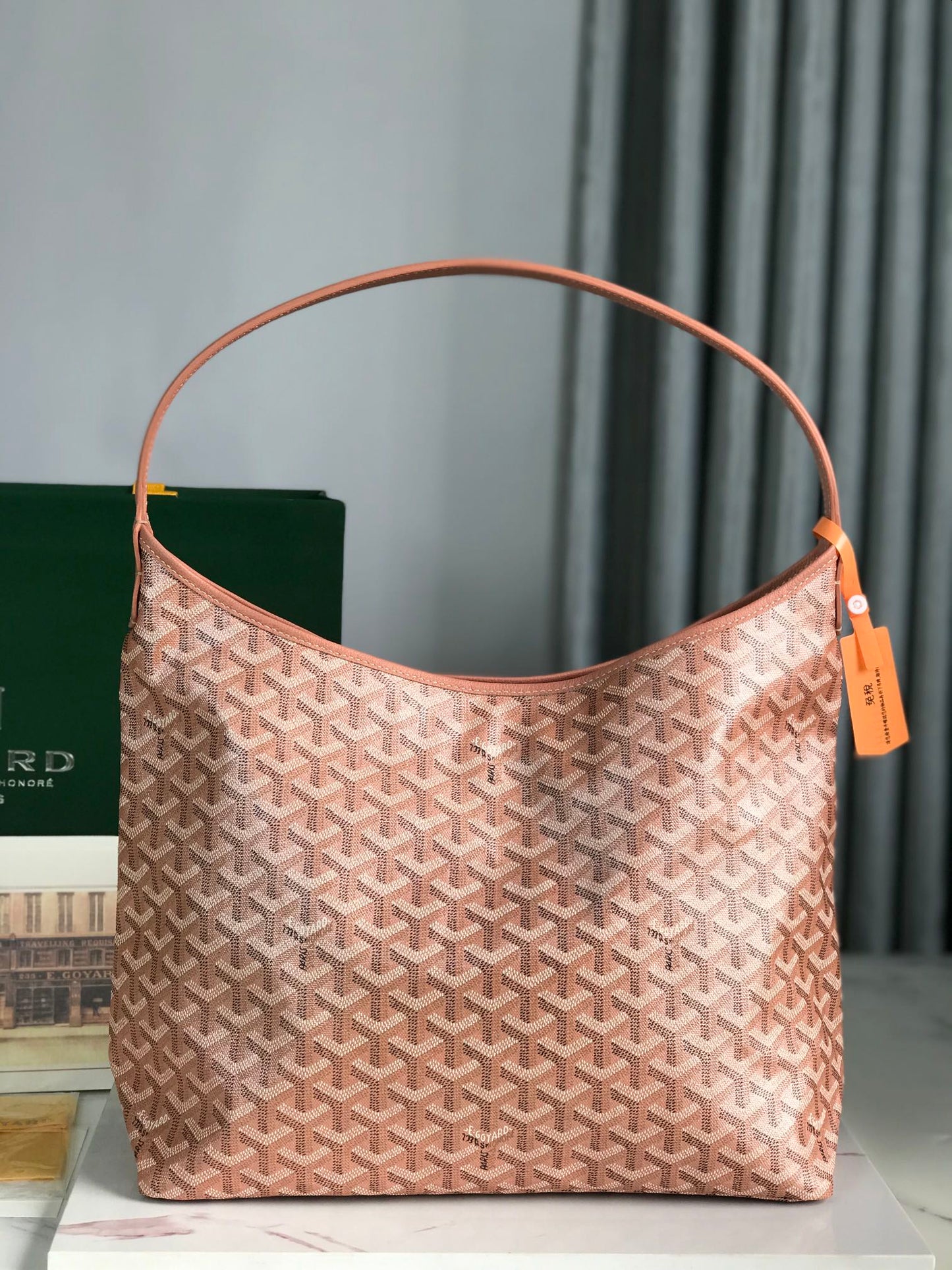 Boh¨¨me Hobo Bag 42cm Pink Canvas Chevroches Calfskin