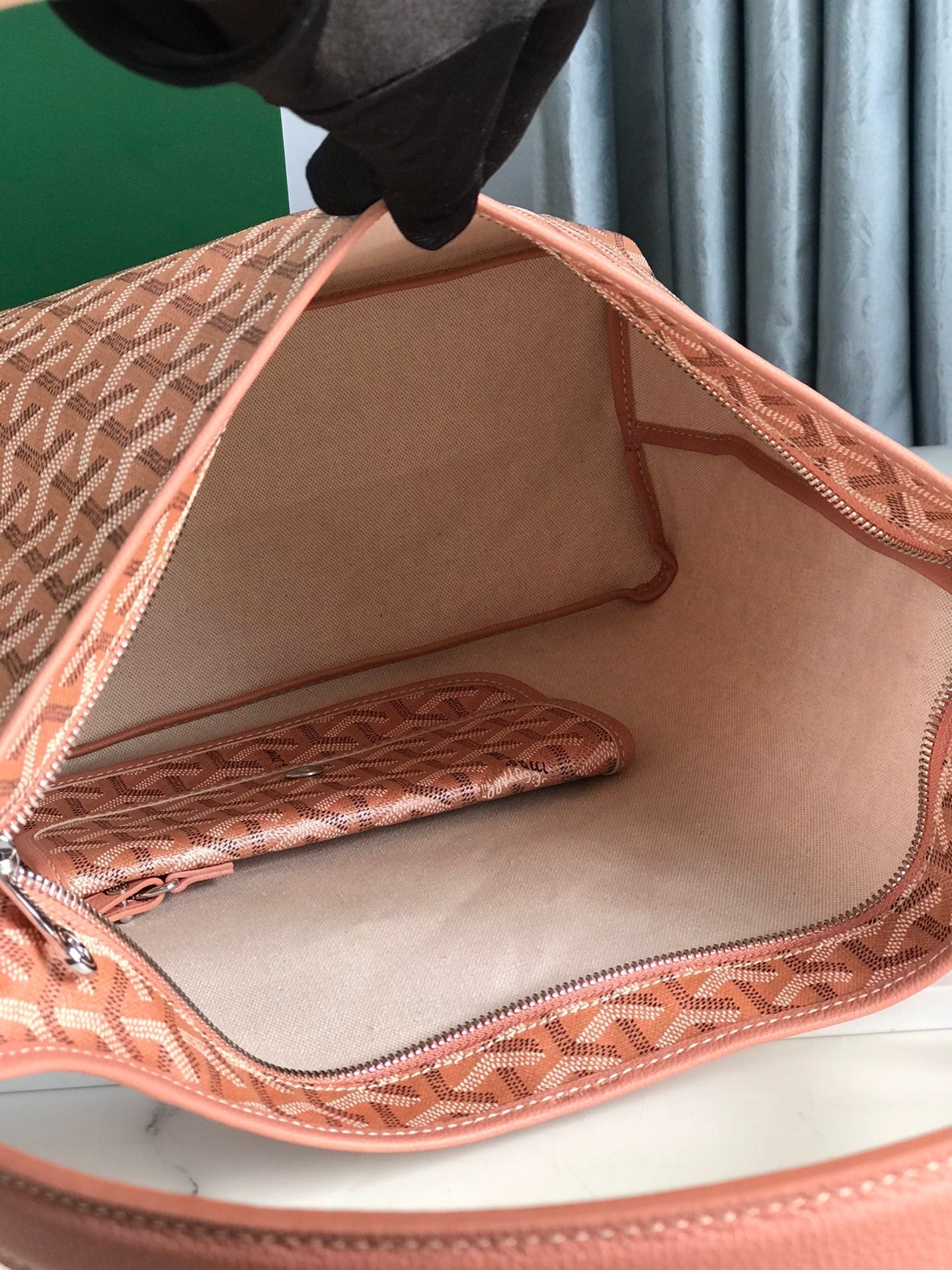 Boh¨¨me Hobo Bag 42cm Pink Canvas Chevroches Calfskin
