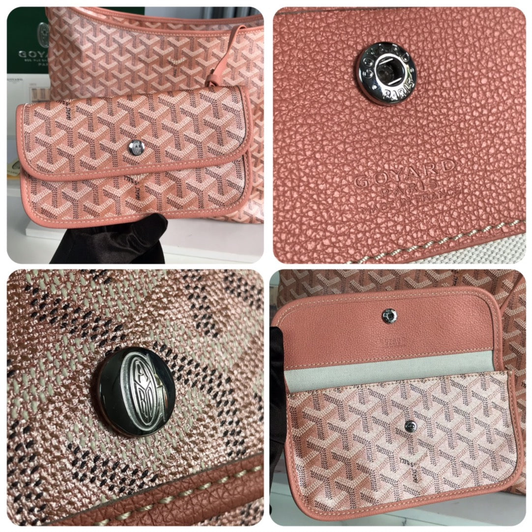 Boh¨¨me Hobo Bag 42cm Pink Canvas Chevroches Calfskin