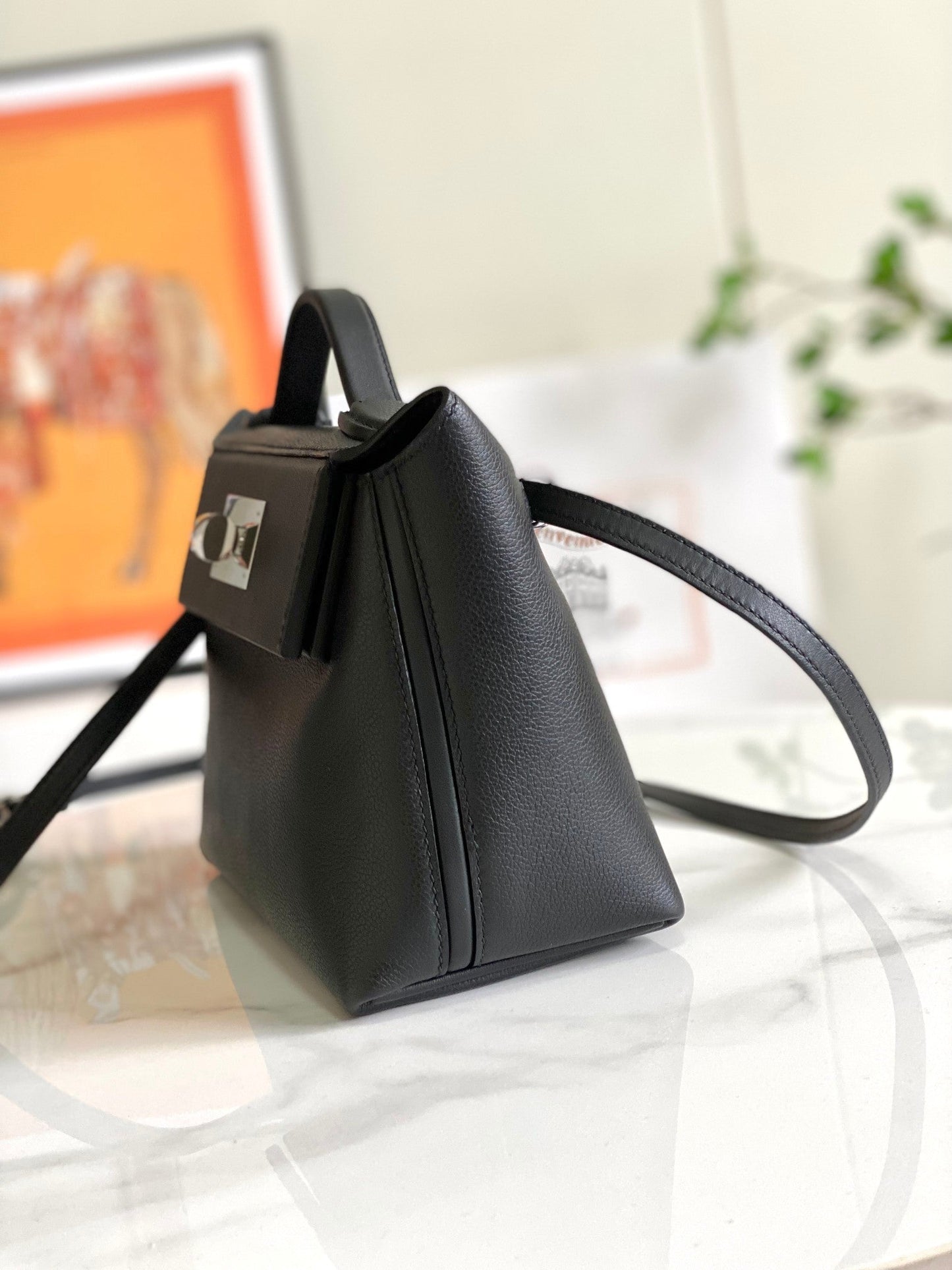 HM 24/24 Mini Bag 21cm Black Evercolor Leather Silver Hardware