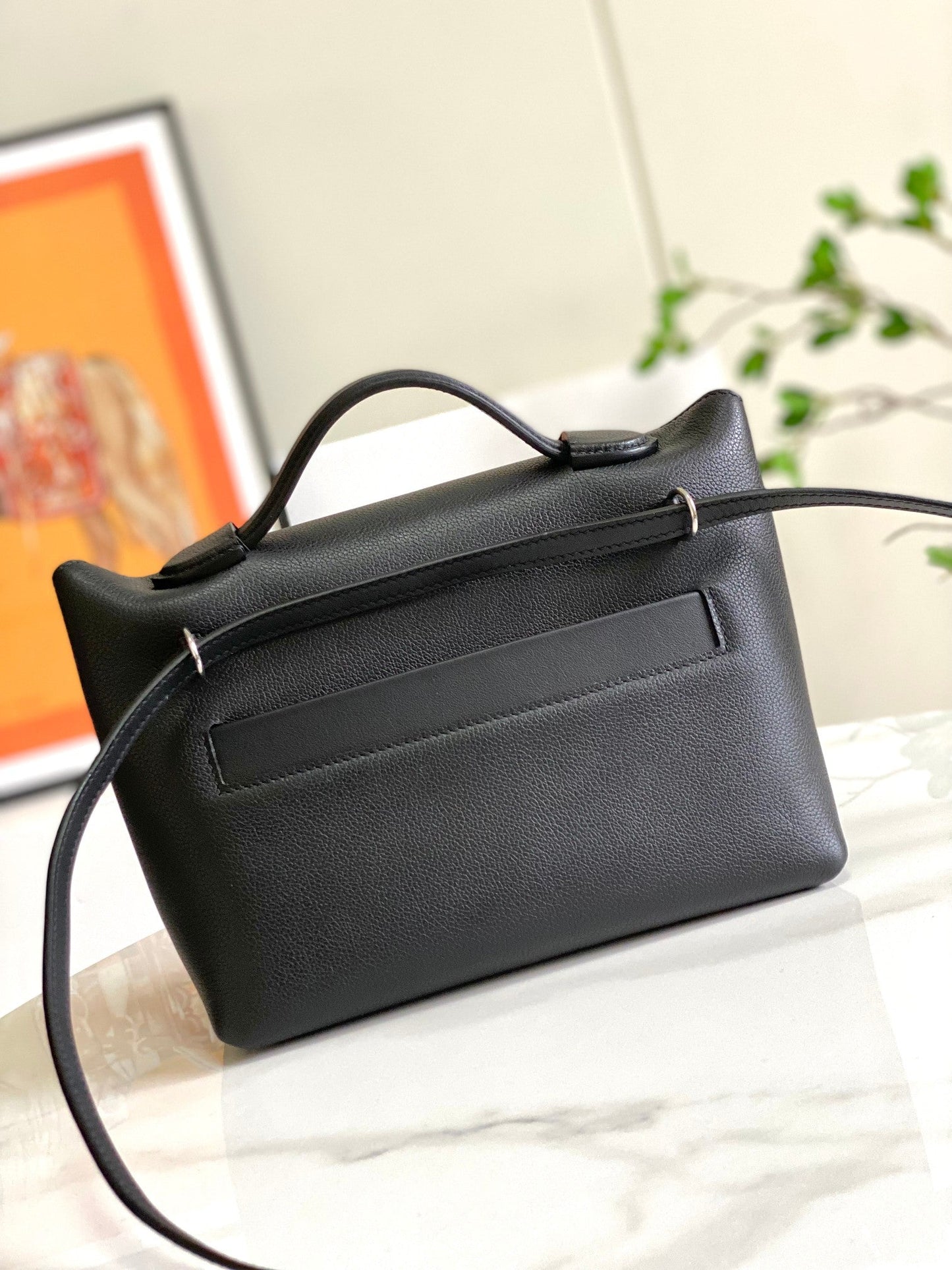 HM 24/24 Mini Bag 21cm Black Evercolor Leather Silver Hardware