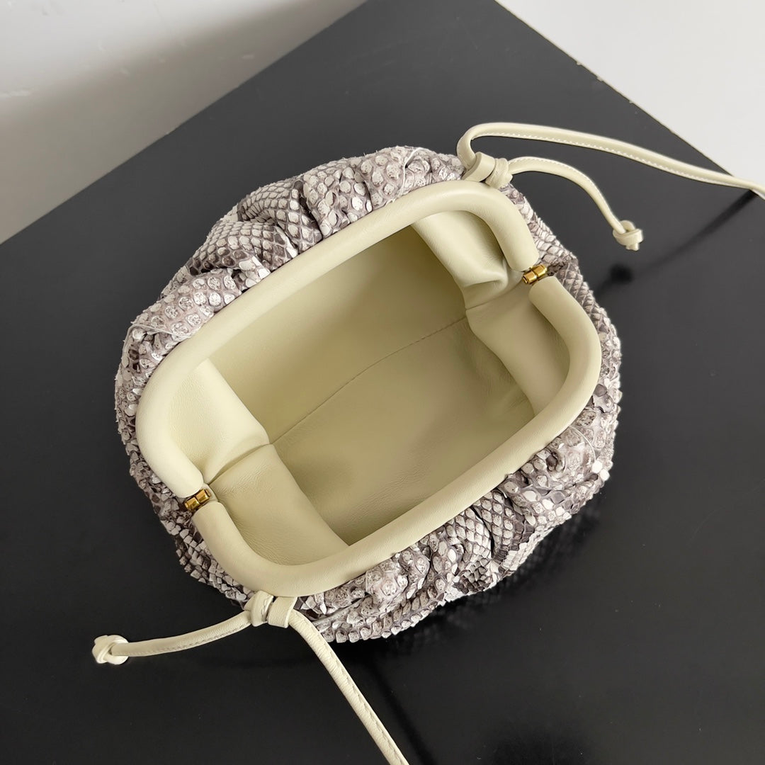BV Mini Pouch Bag 22cm Leather-Trimmed Python Clutch 209316