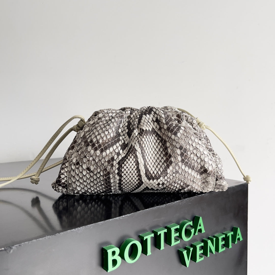 BV Mini Pouch Bag 22cm Leather-Trimmed Python Clutch 209316