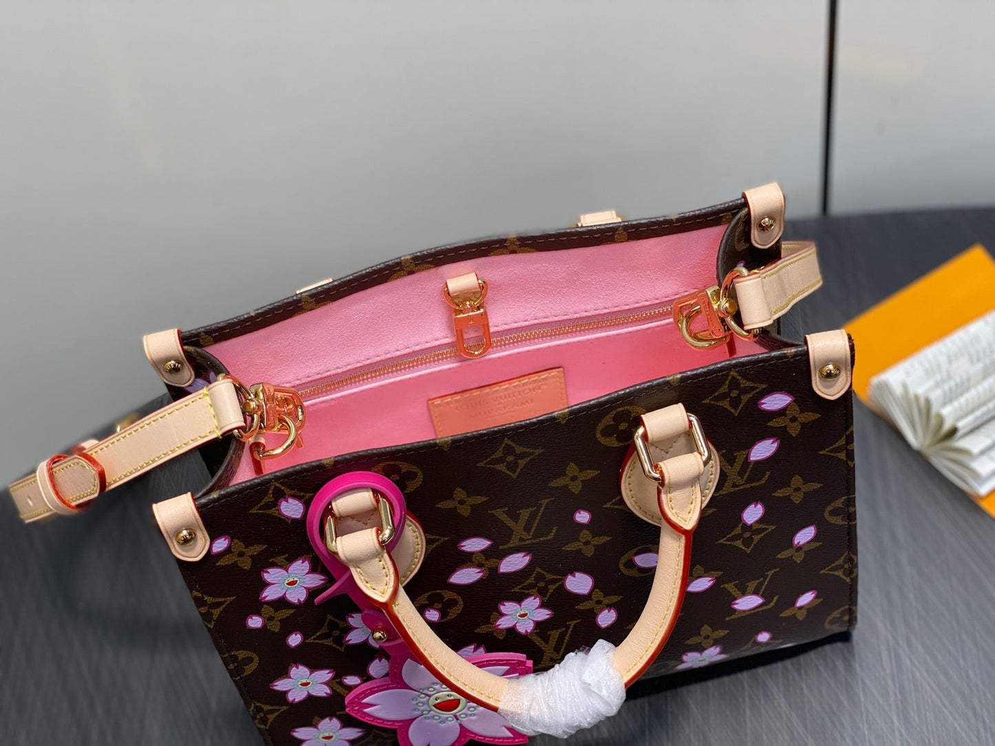 LV x TM OnTheGo PM 25cm Sakura Brown Cherry Blossom Monogram Canvas