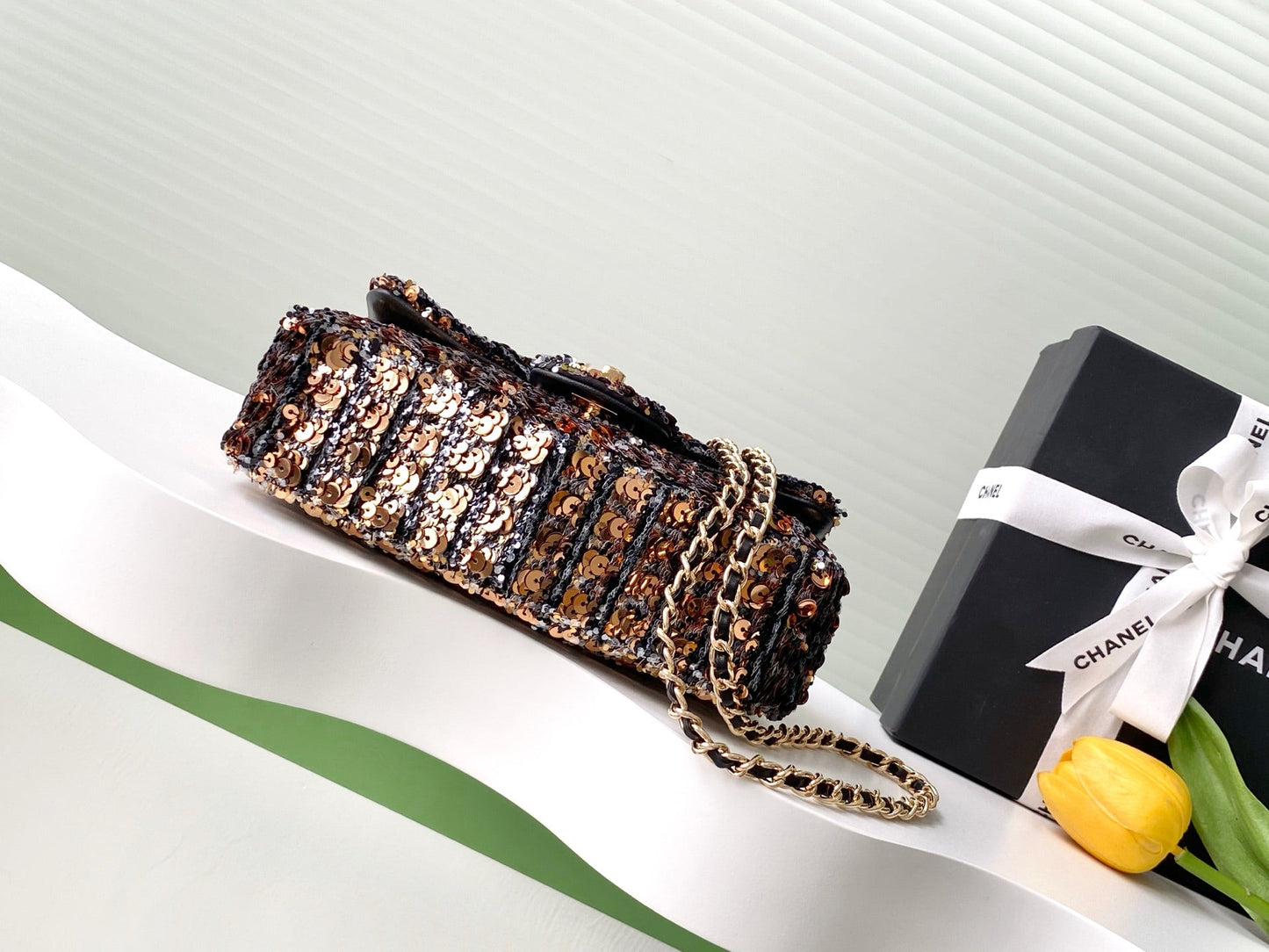 CC 25C Black Bronze Sequin Gold Hardware